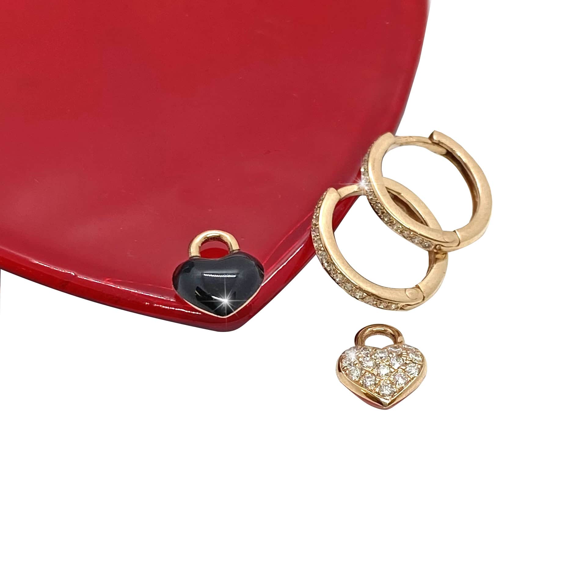 Heart enamel/diamond charms on diamond hoops — Melina Fachidis (4)
