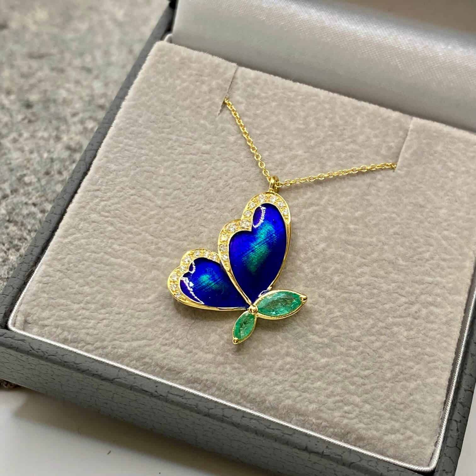 Emerald and enameled butterfly — Melina Fachidis (2)