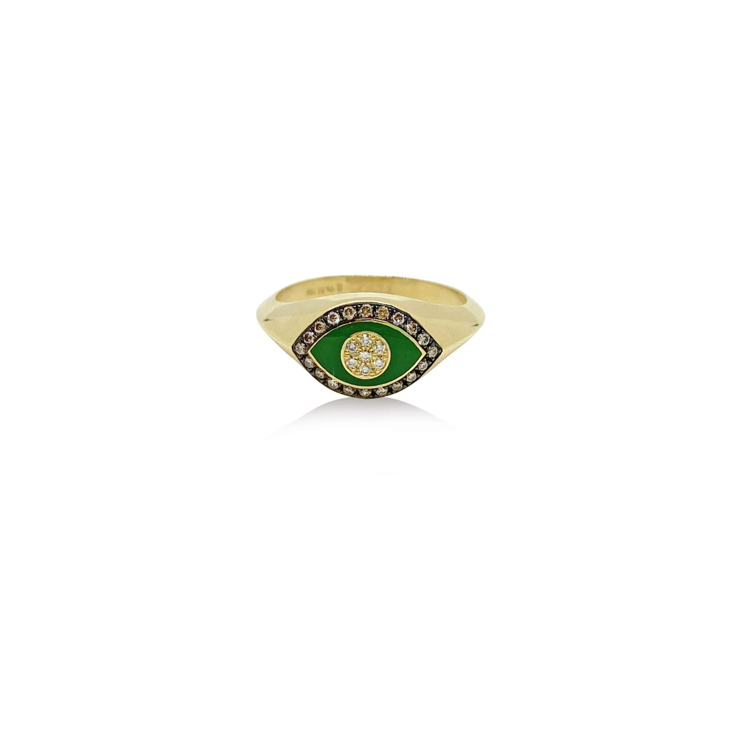 Eye shaped protective green enamel unisex ring — Melina Fachidis (5)