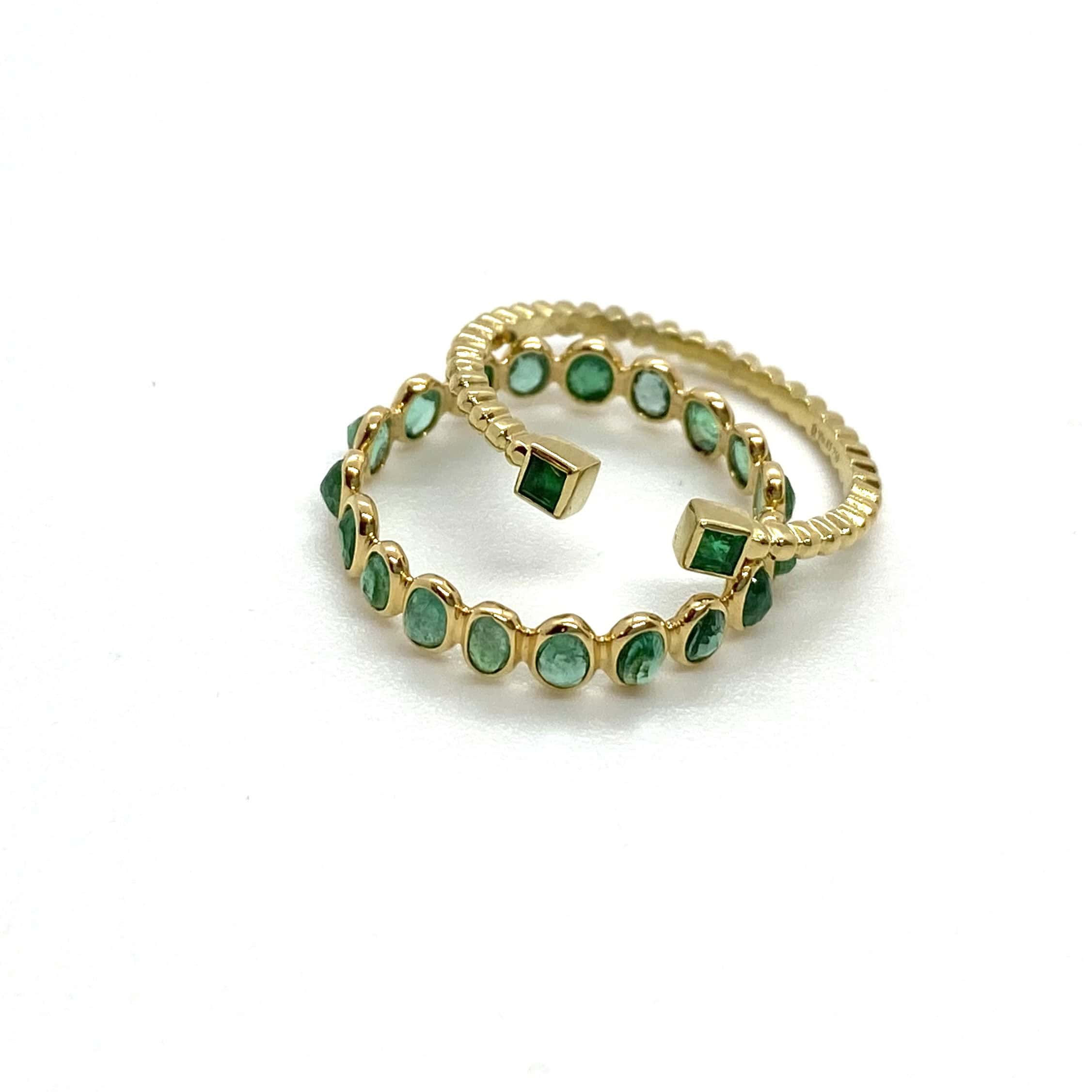 Square emeralds golden open ring — Melina Fachidis (5)