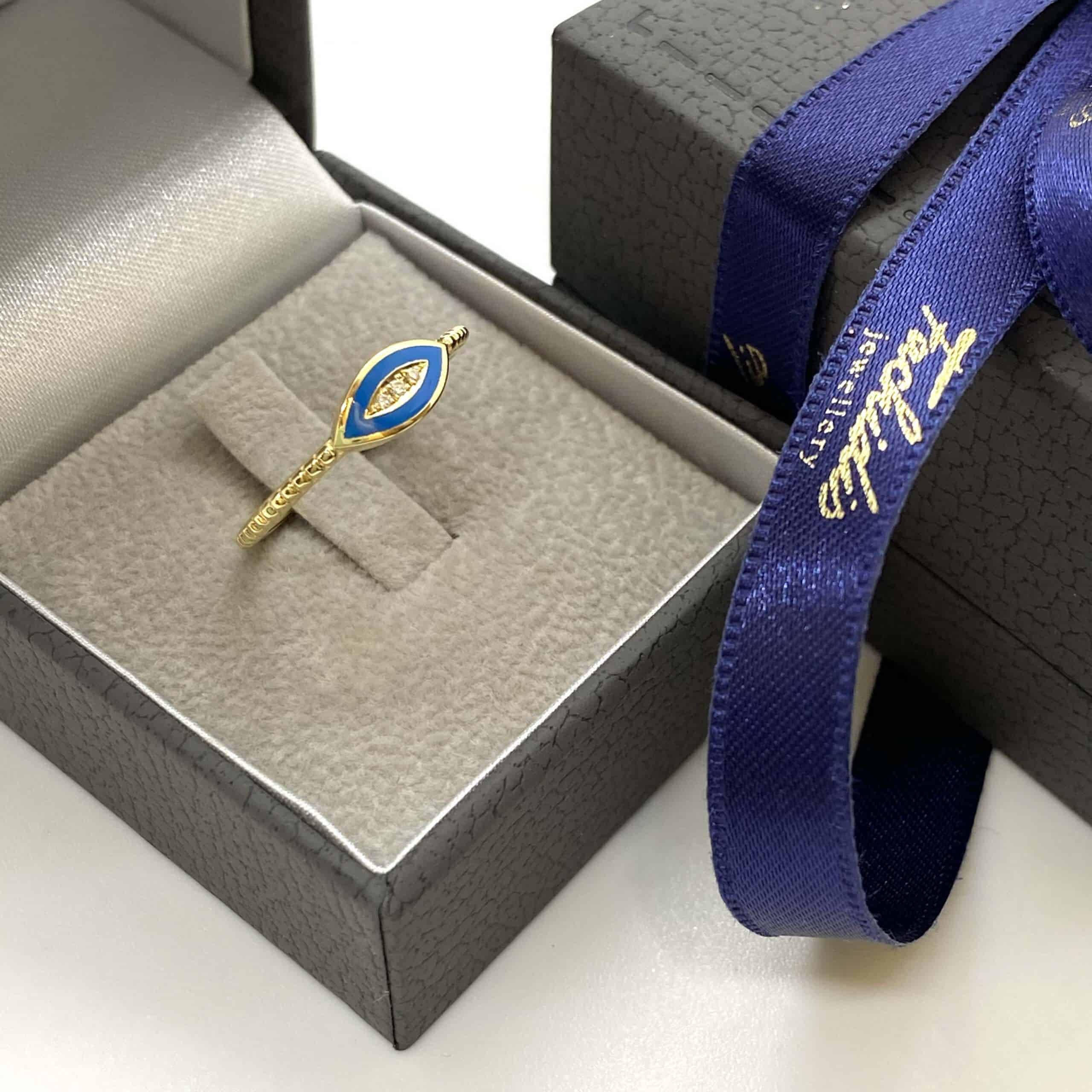 Royal blue enamel eye-shaped dot ring — Melina Fachidis (3)