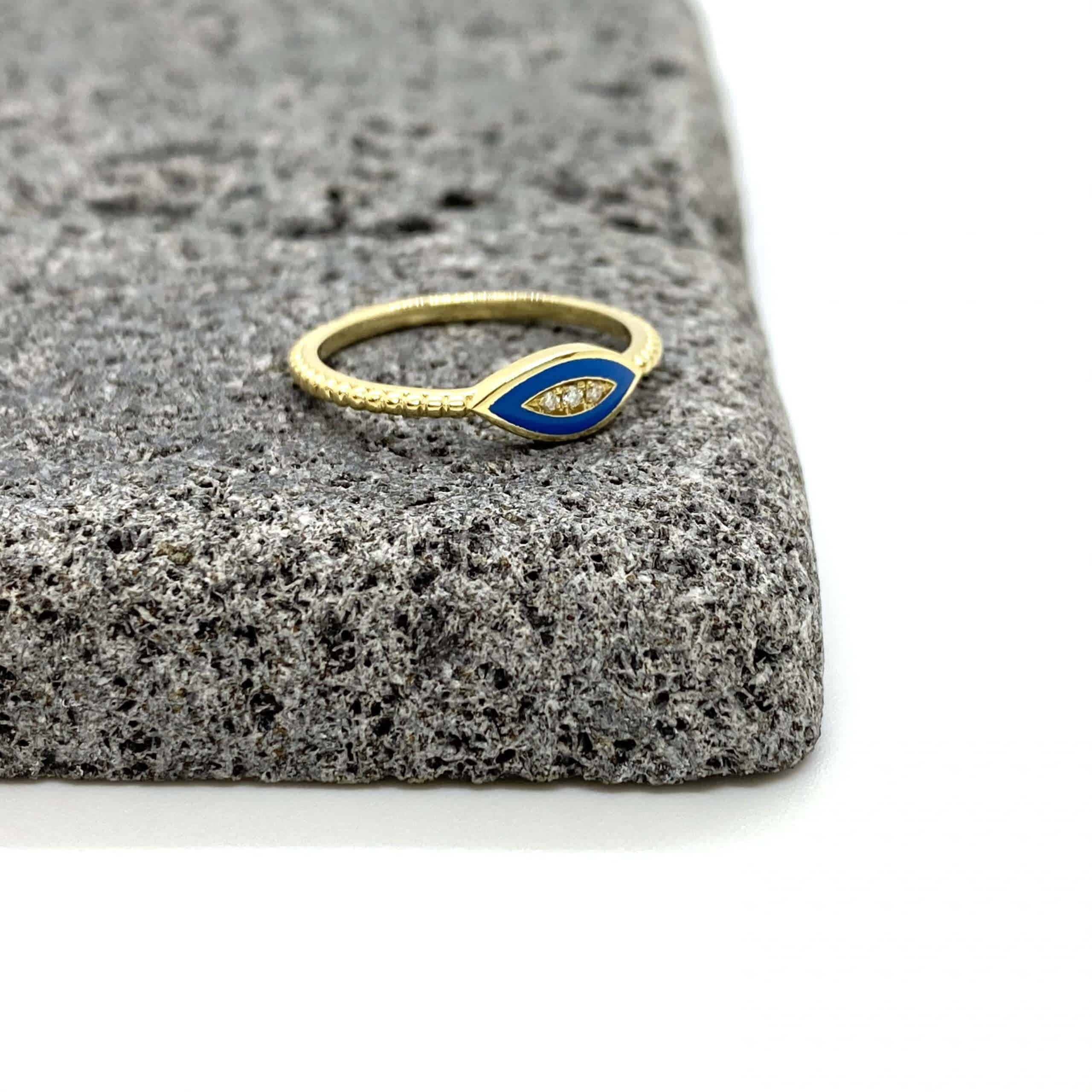 Royal blue enamel eye-shaped dot ring — Melina Fachidis (4)