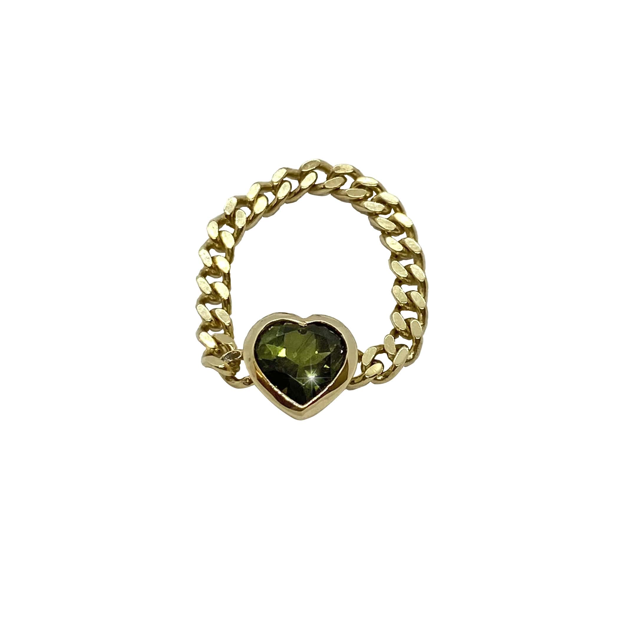 Heart shaped green tourmaline chain ring — Melina Fachidis (7)