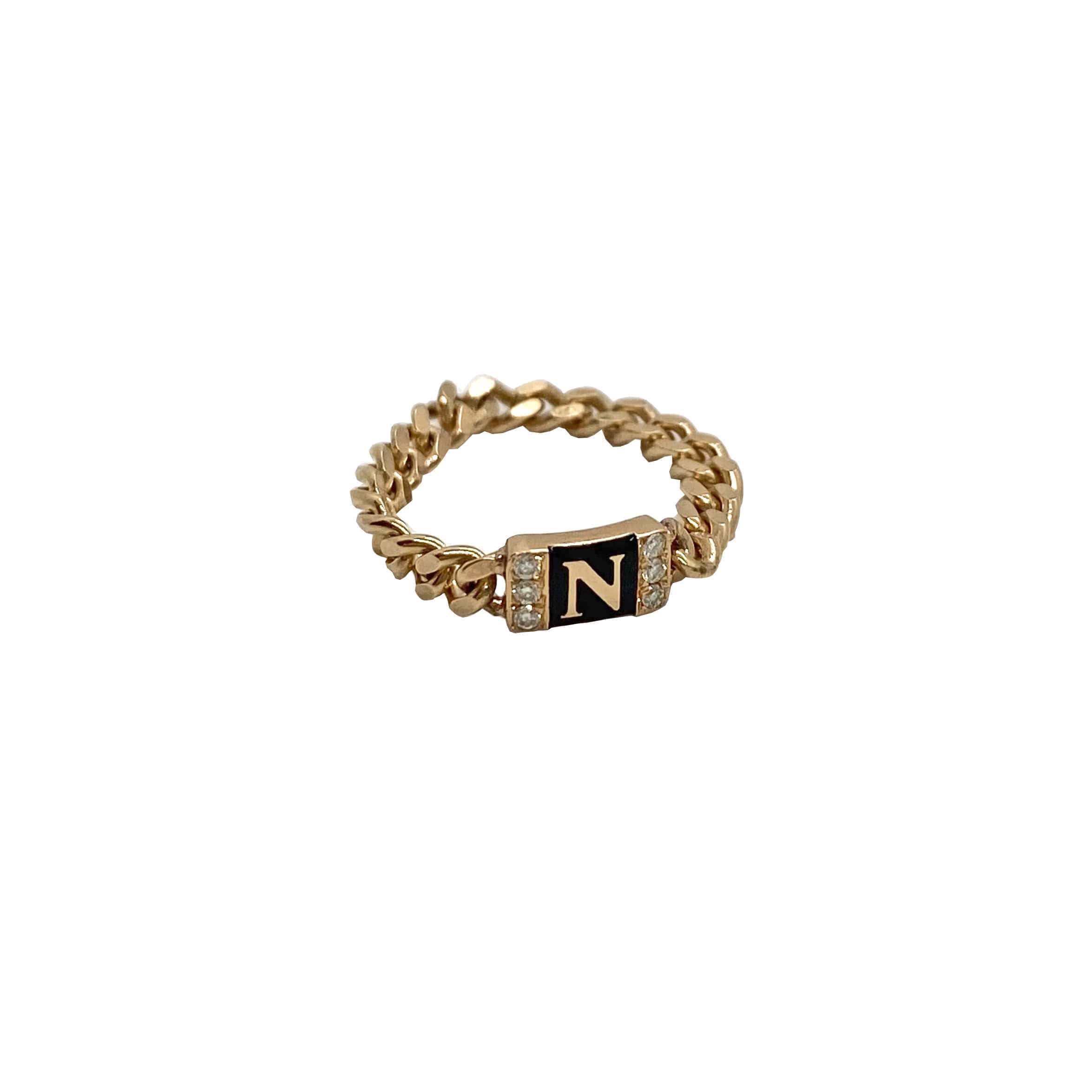 Initial chain ring with diamonds — Melina Fachidis