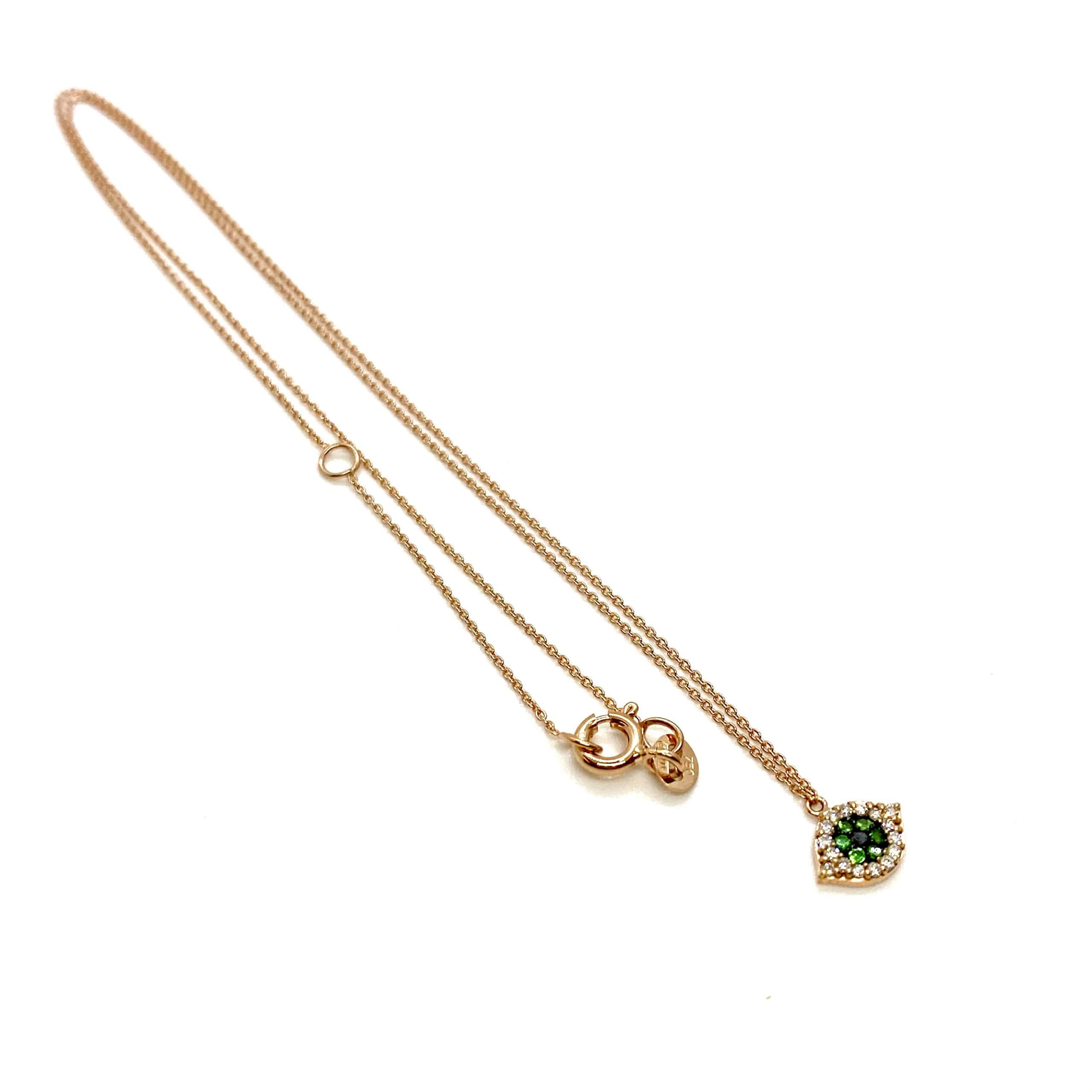 Tsavorite & diamond eye-shaped fine pendant — Melina Fachidis (3)