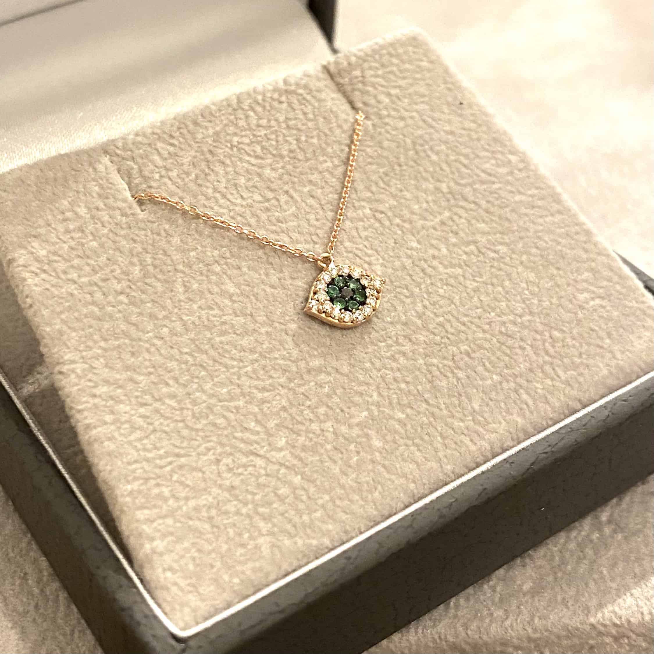 Tsavorite & diamond eye-shaped fine pendant — Melina Fachidis (4)