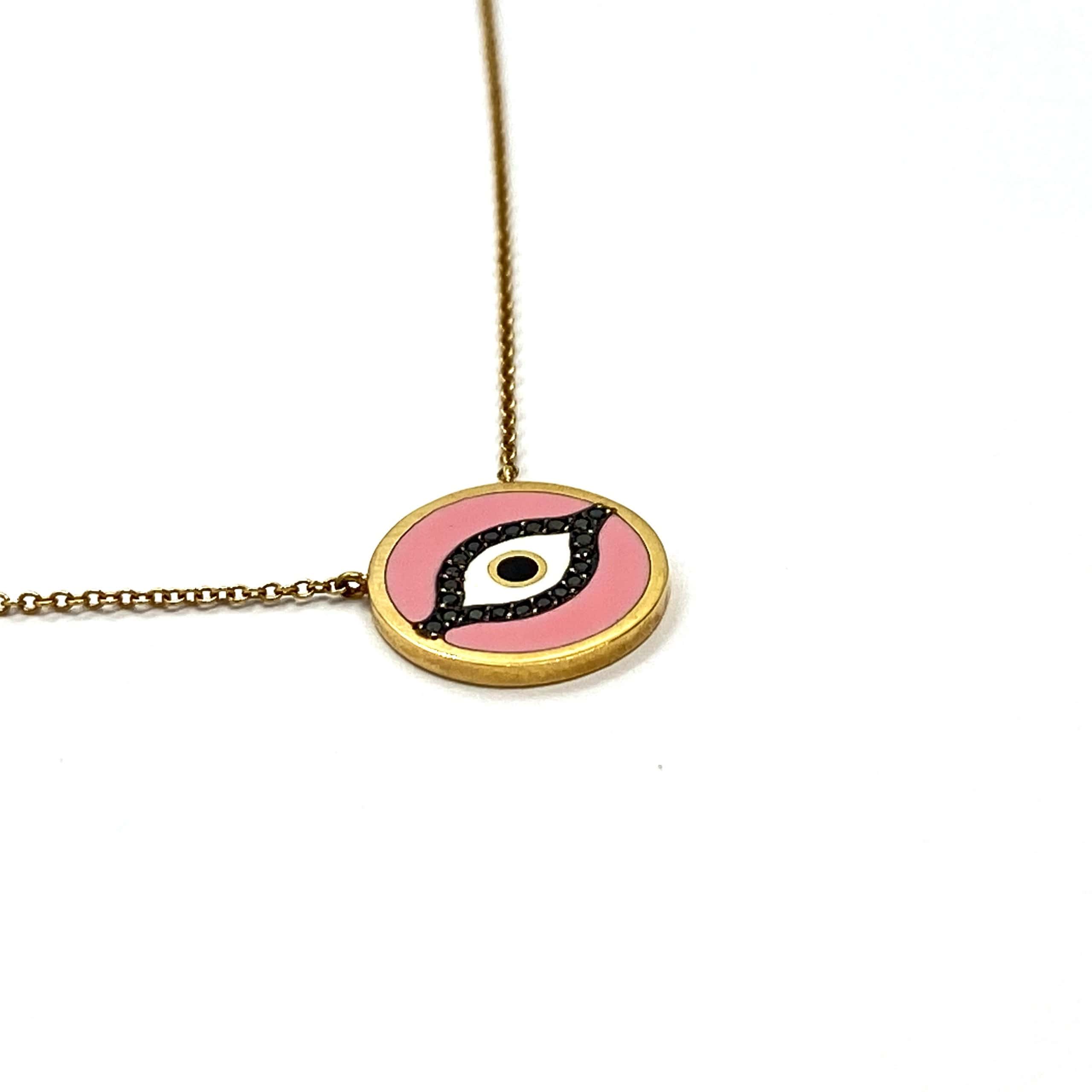 Round pink eye pendant — Melina Fachidis (2)