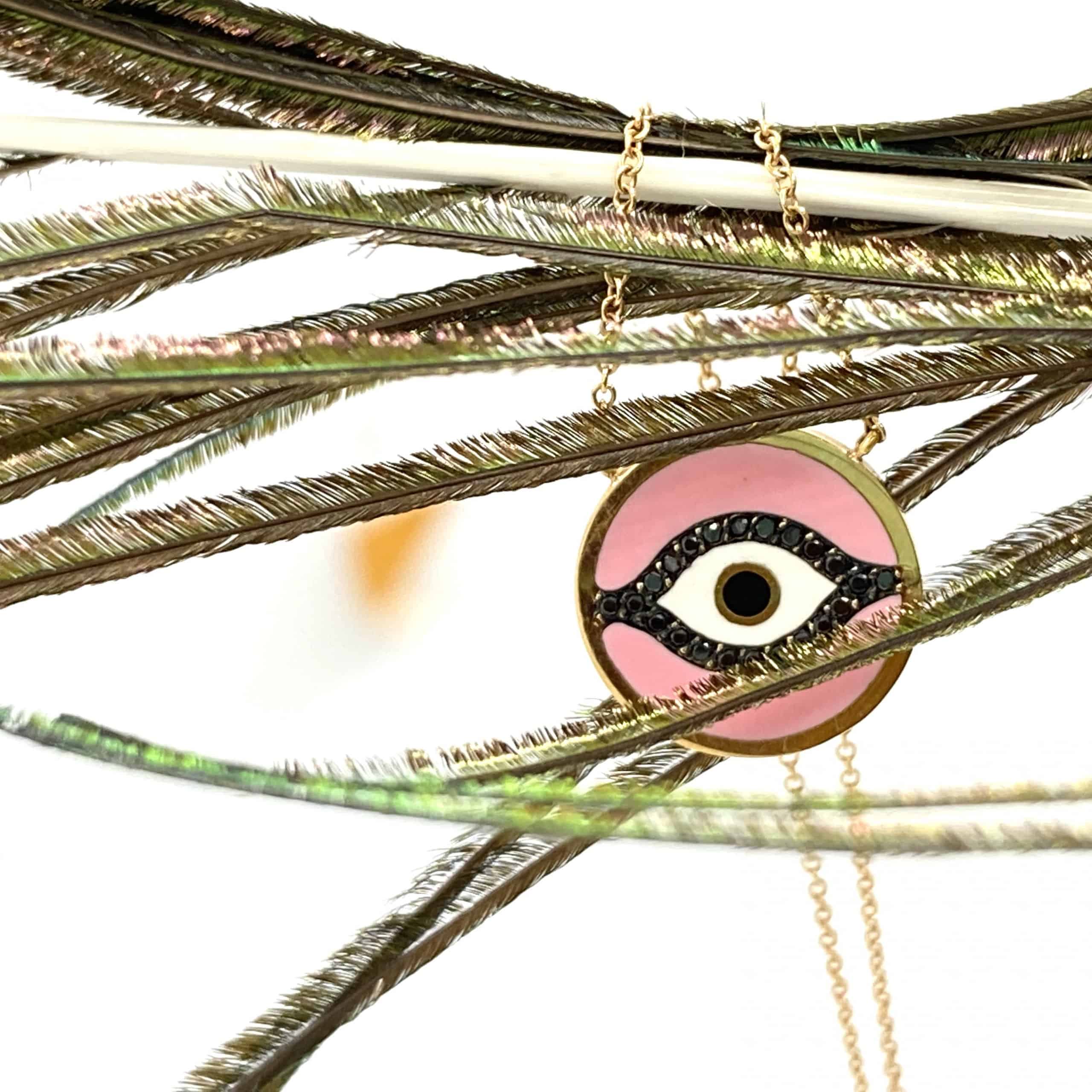 Round pink eye pendant — Melina Fachidis (3)