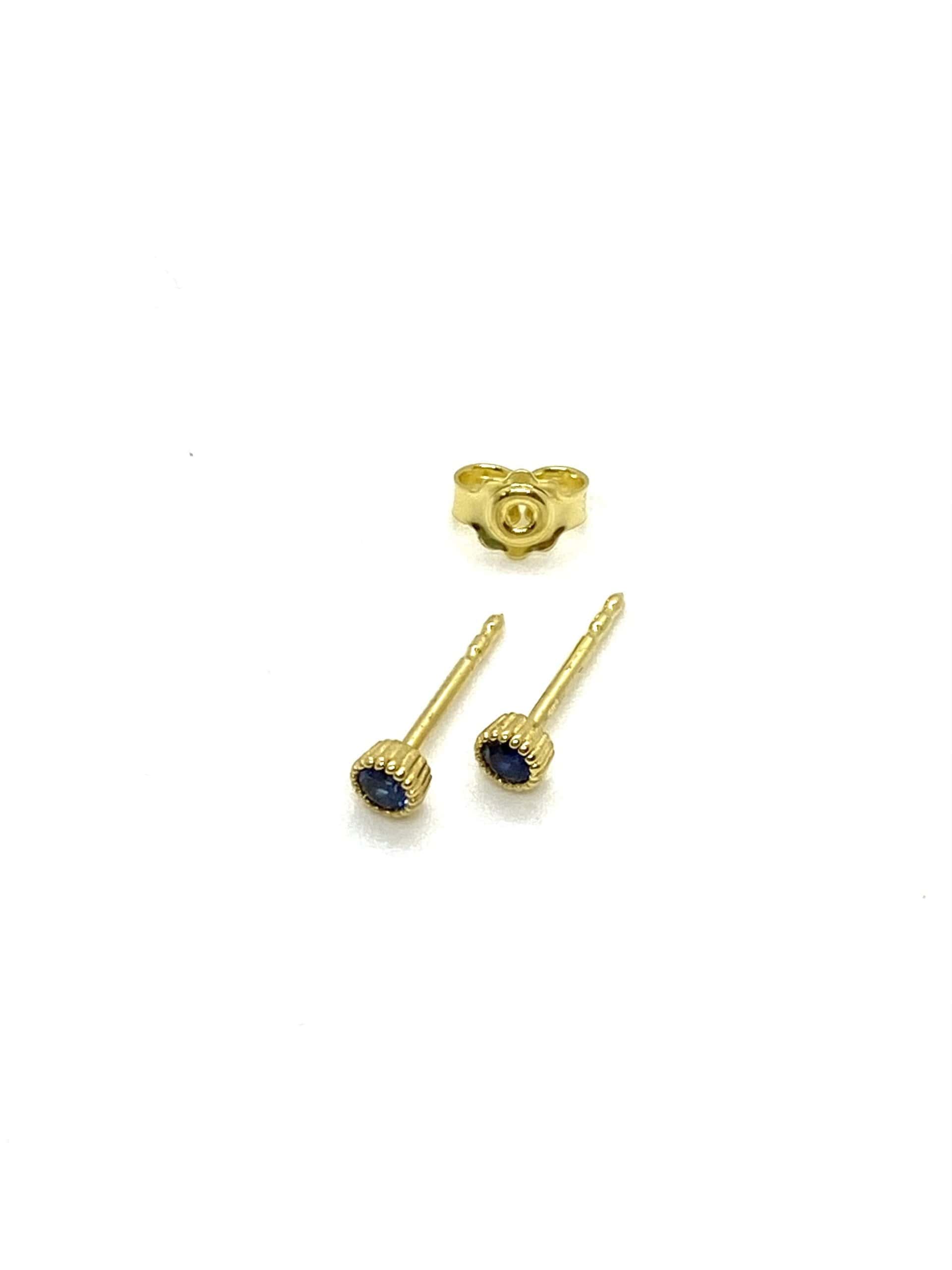 Blue sapphire pair of stud earrings — Melina Fachidis (2)