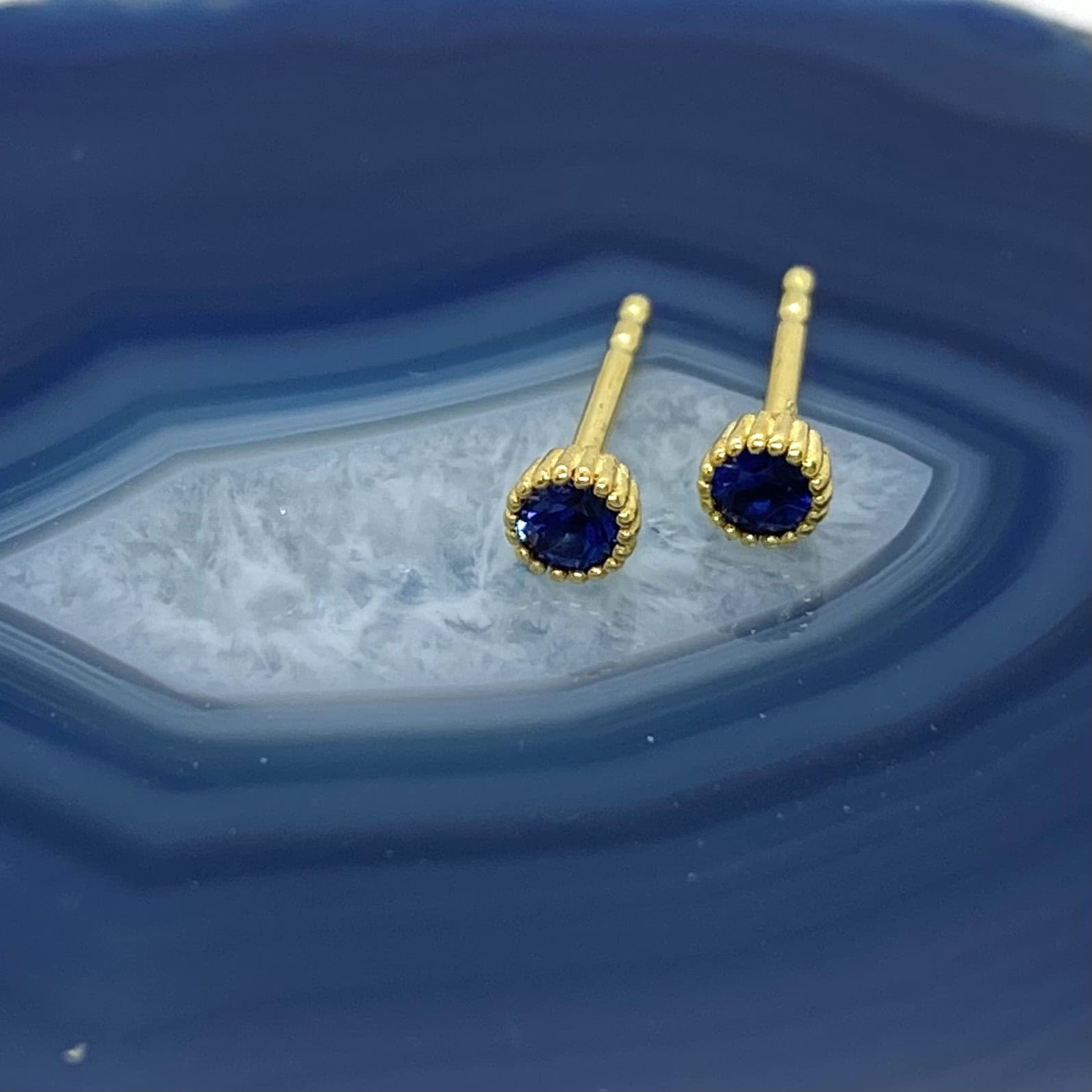 Blue sapphire pair of stud earrings — Melina Fachidis (5)