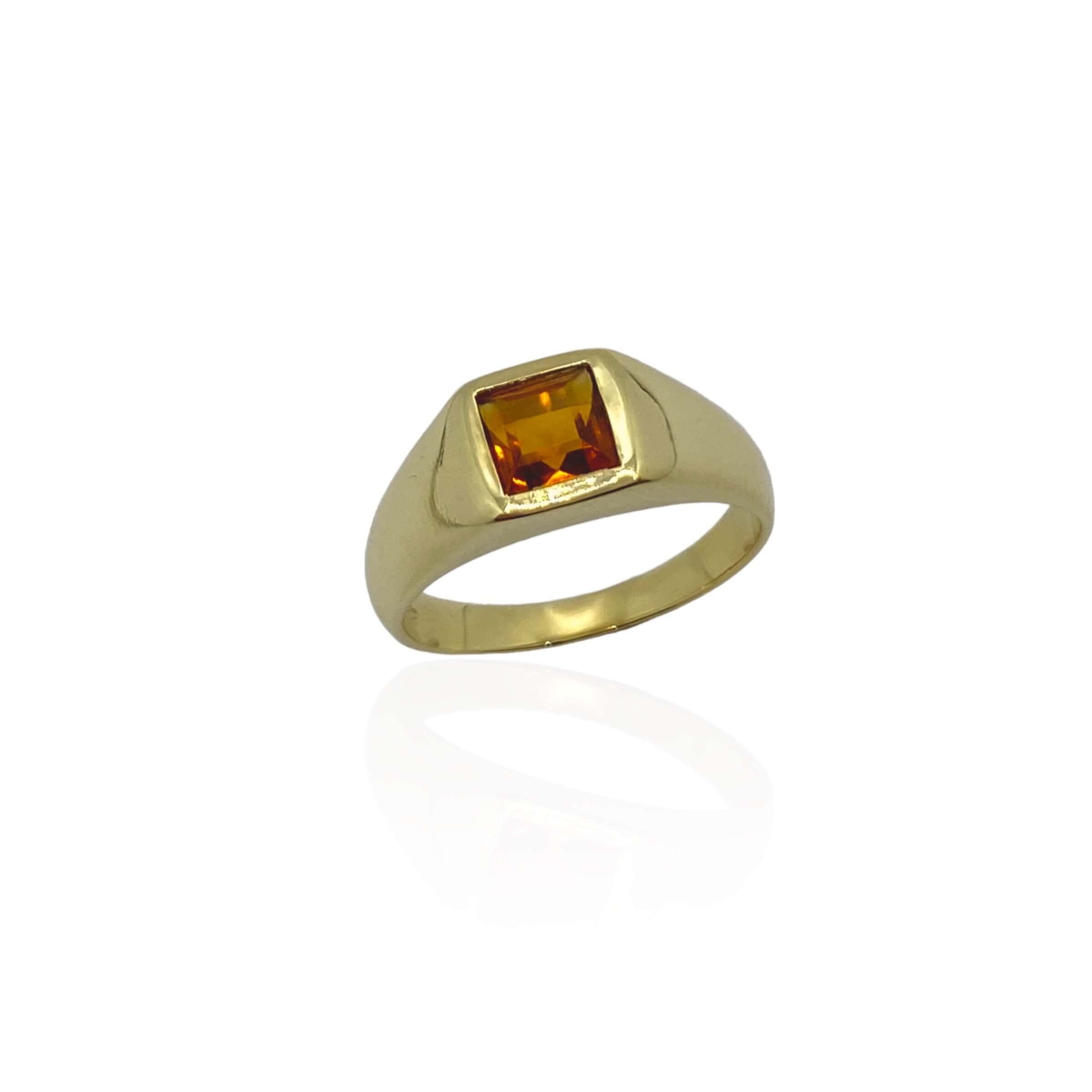 Square citrine unisex ring — Melina Fachidis (3)