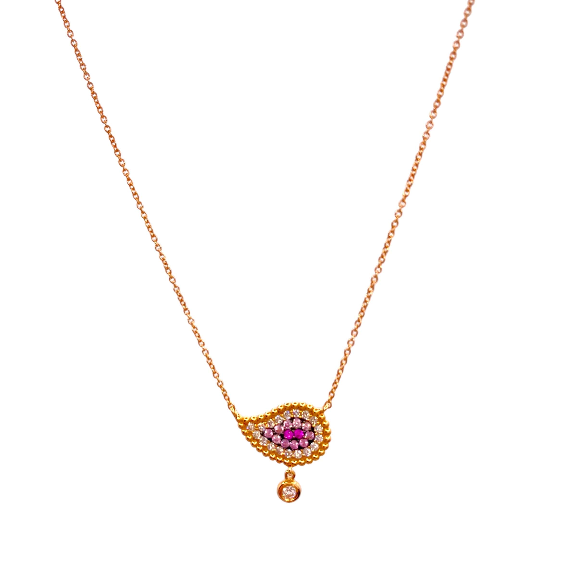 Diamond eye pendant with rubies pink sapphires — Melina Fachidis (4)