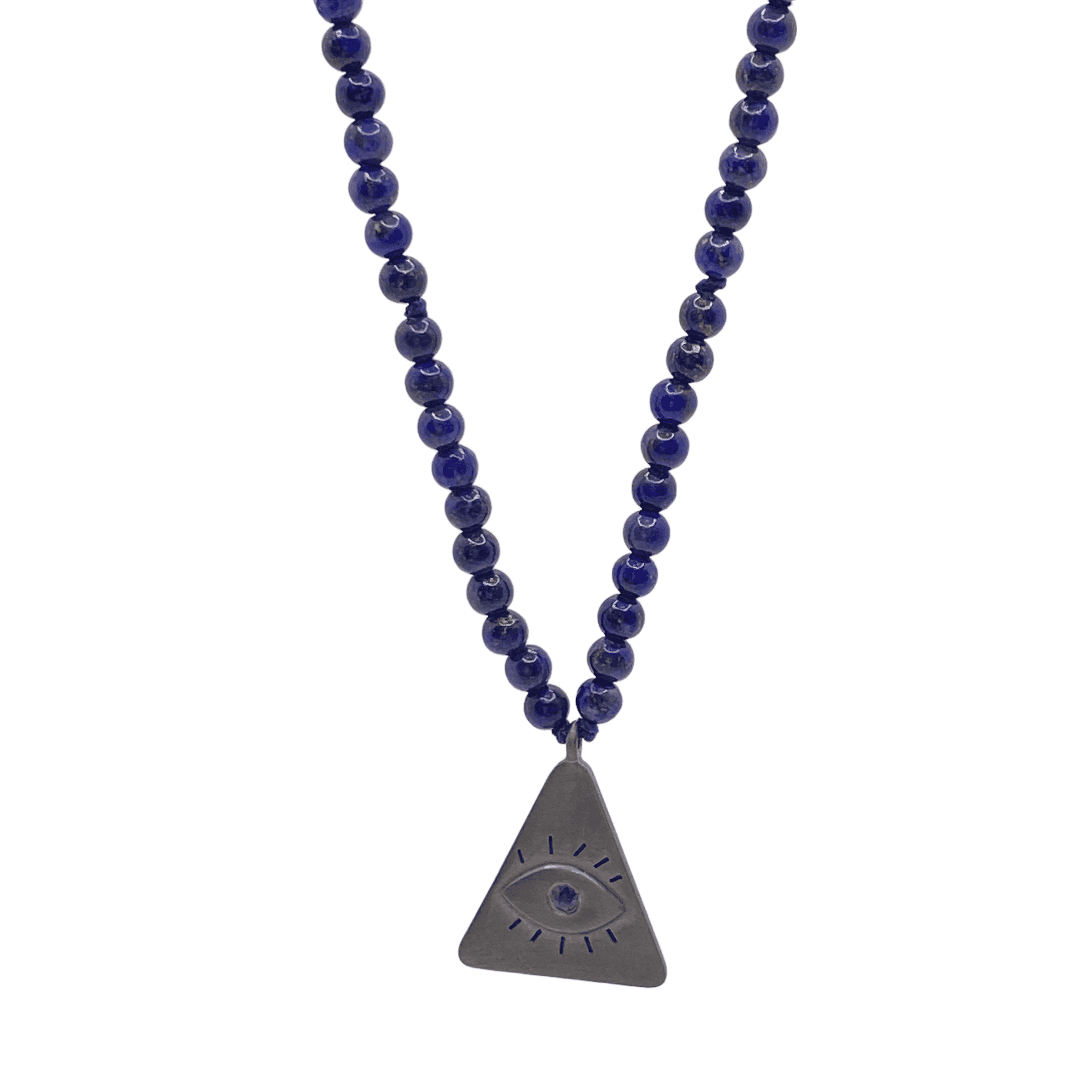 Triangle eye pendant set on lapis lazuli — Melina Fachidis