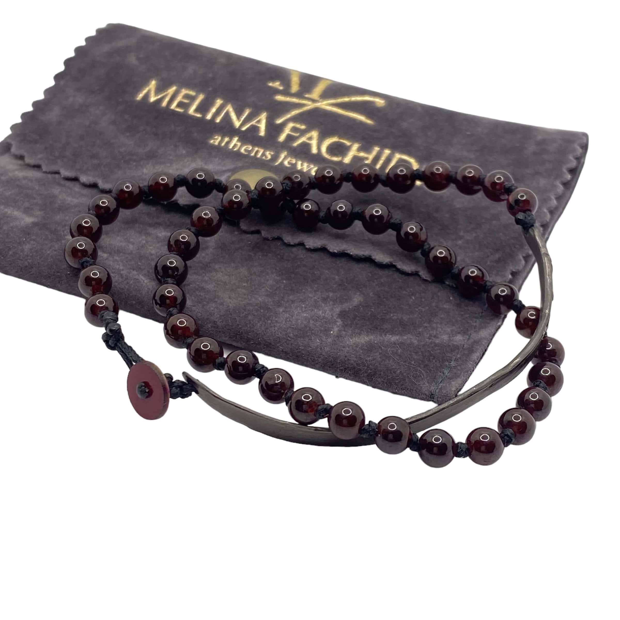 Double garnet and rhodium silver bracelet — Melina Fachidis (4)