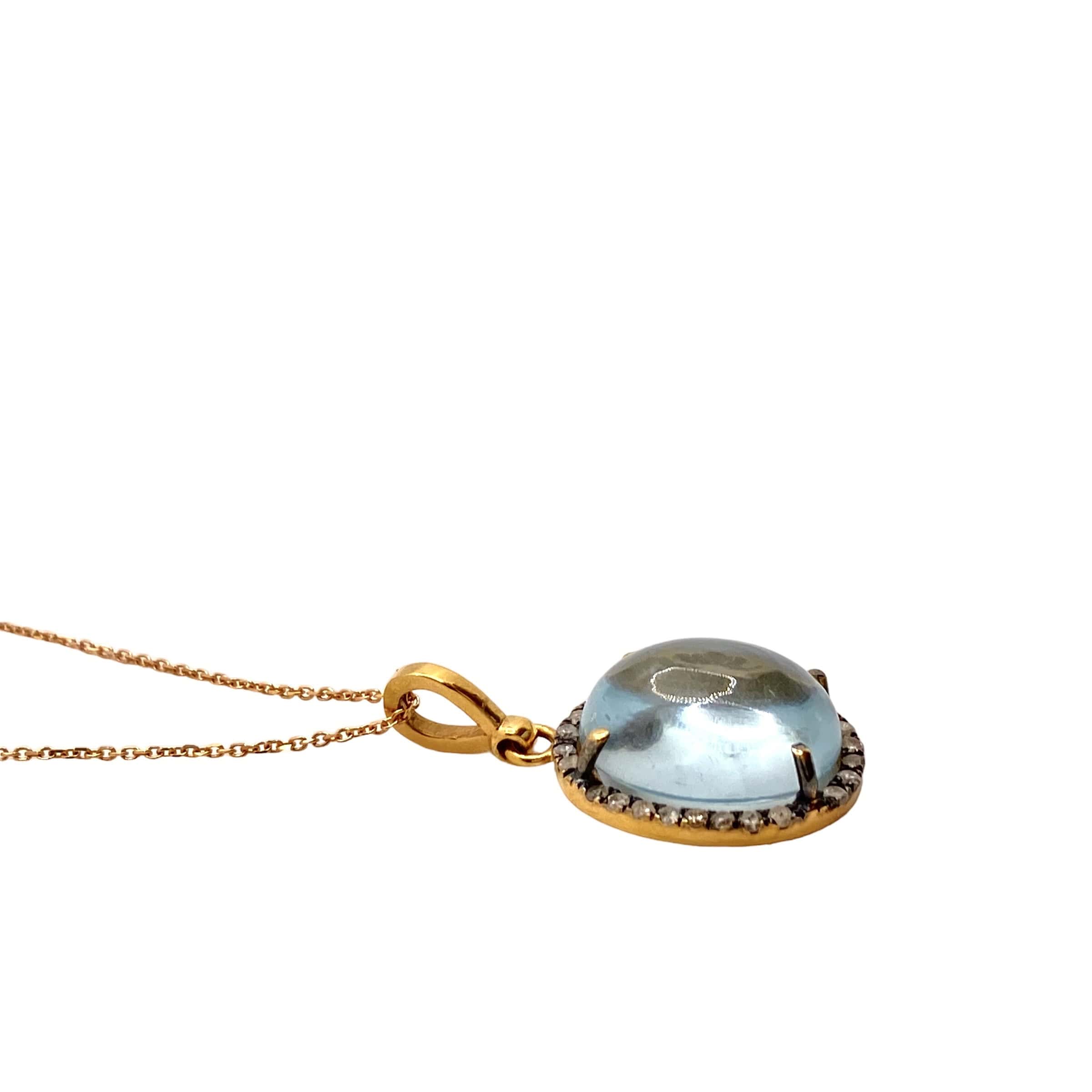 Cabochon aquamarine oval pendant with diamonds — Melina Fachidis (5)
