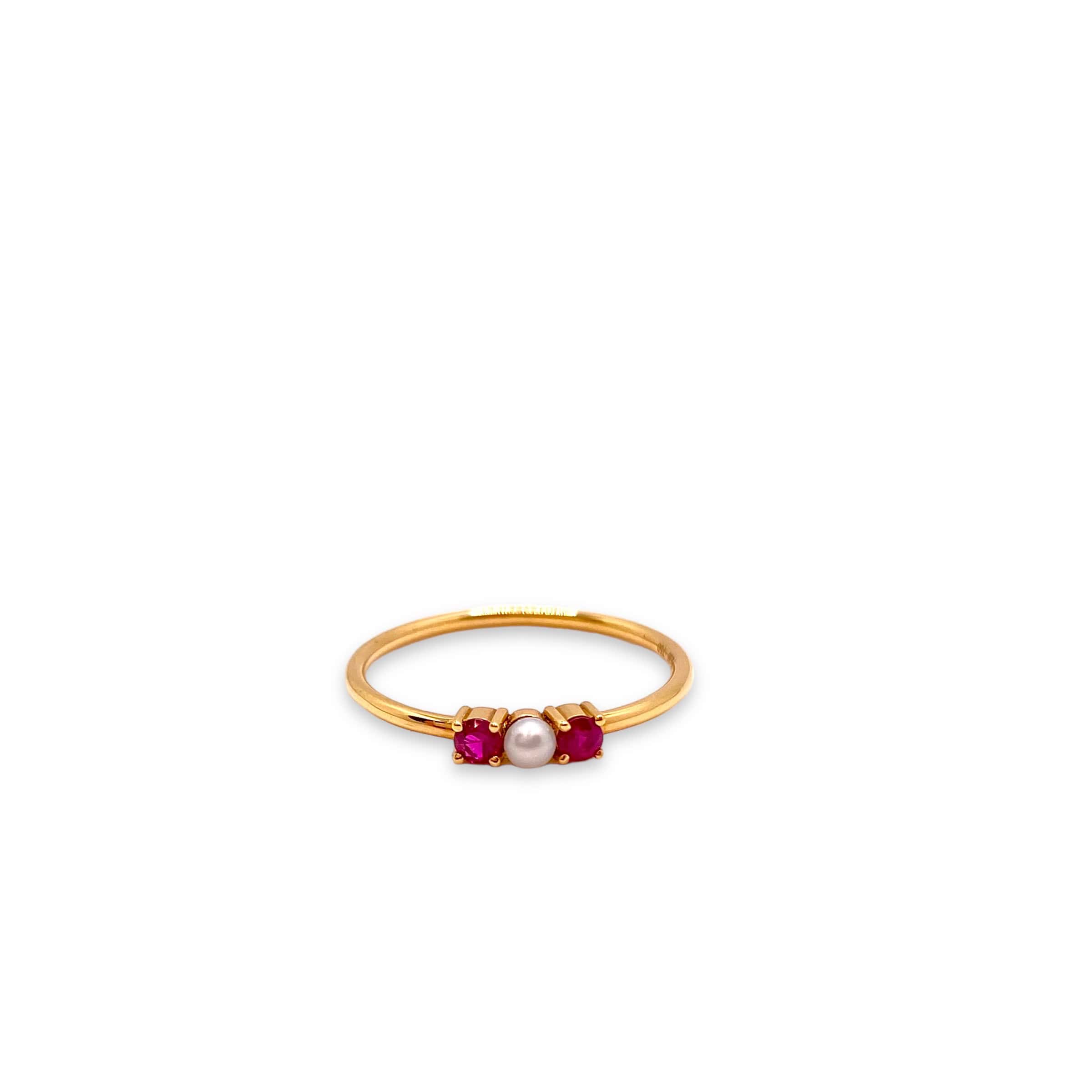 Pearl and rubies fine rose gold ring — Melina Fachidis (4)