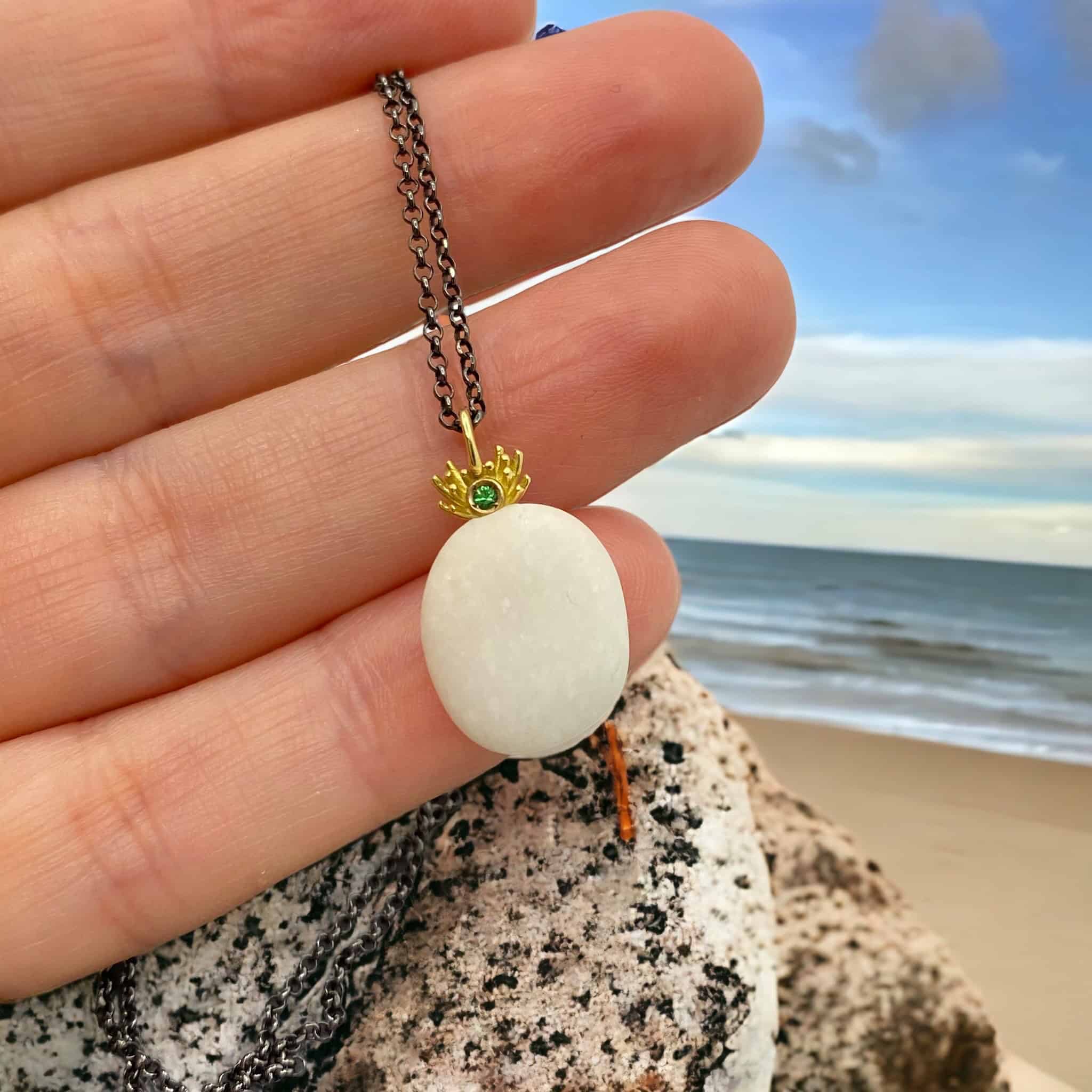 Pineapple sea pebble necklace — Melina Fachidis (3)