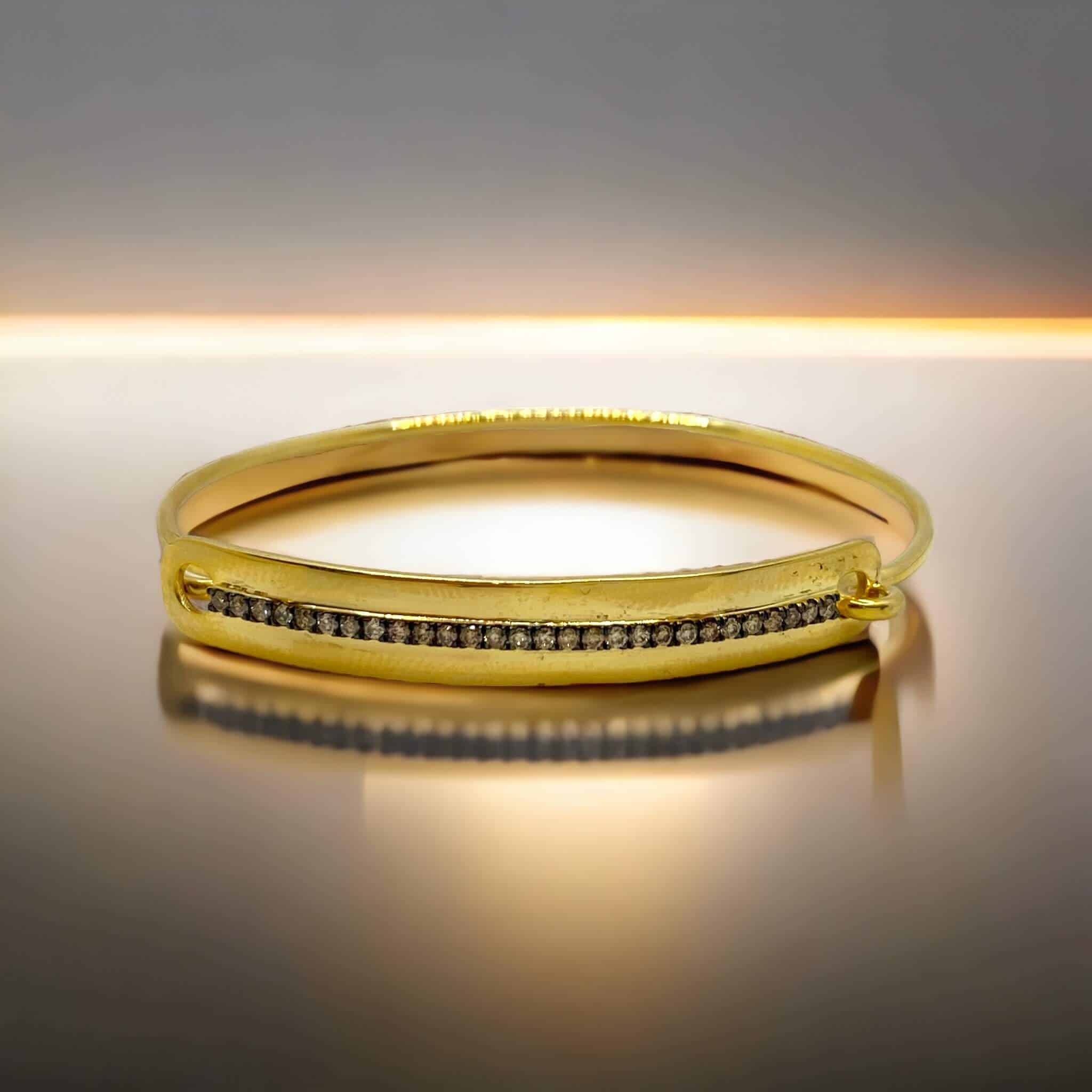 Brown diamond yellow gold cuff bracelet — Melina Fachidis (3)