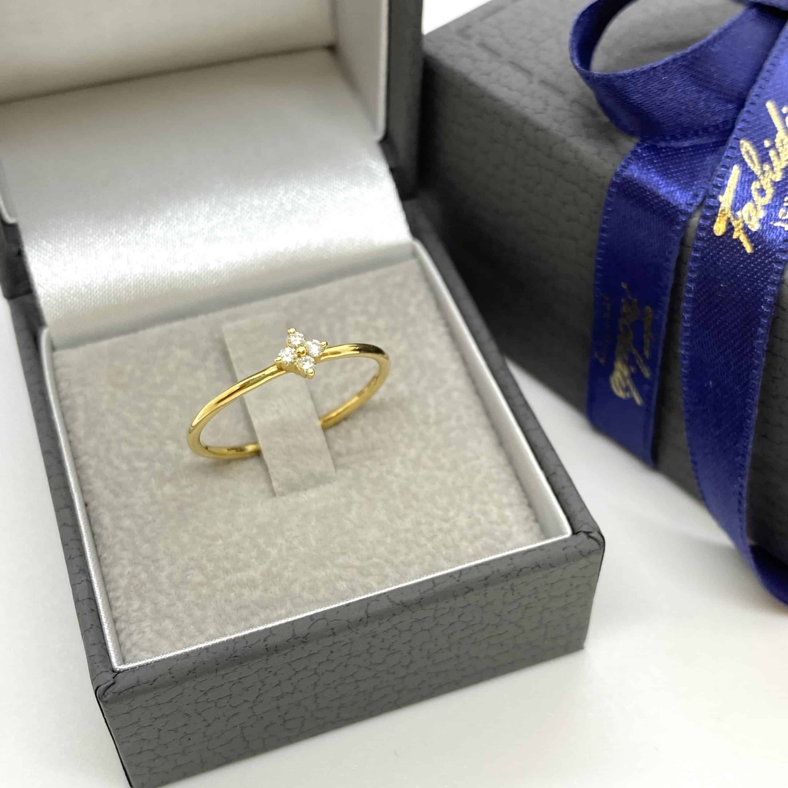 Diamond flower 18k yellow gold fine ring — Melina Fachidis (5)