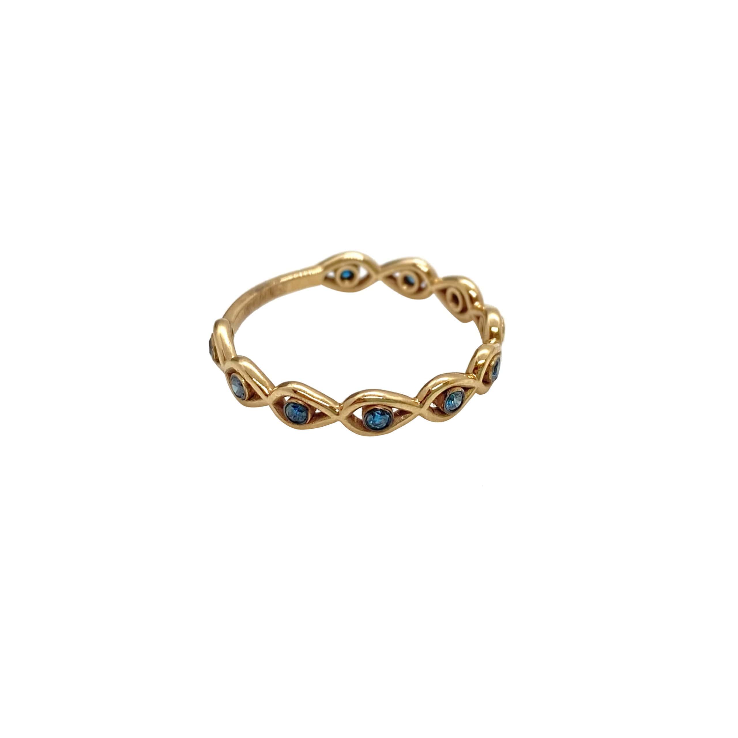 Blue diamond band with minimal evil eye repeated pattern — Melina Fachidis (2)