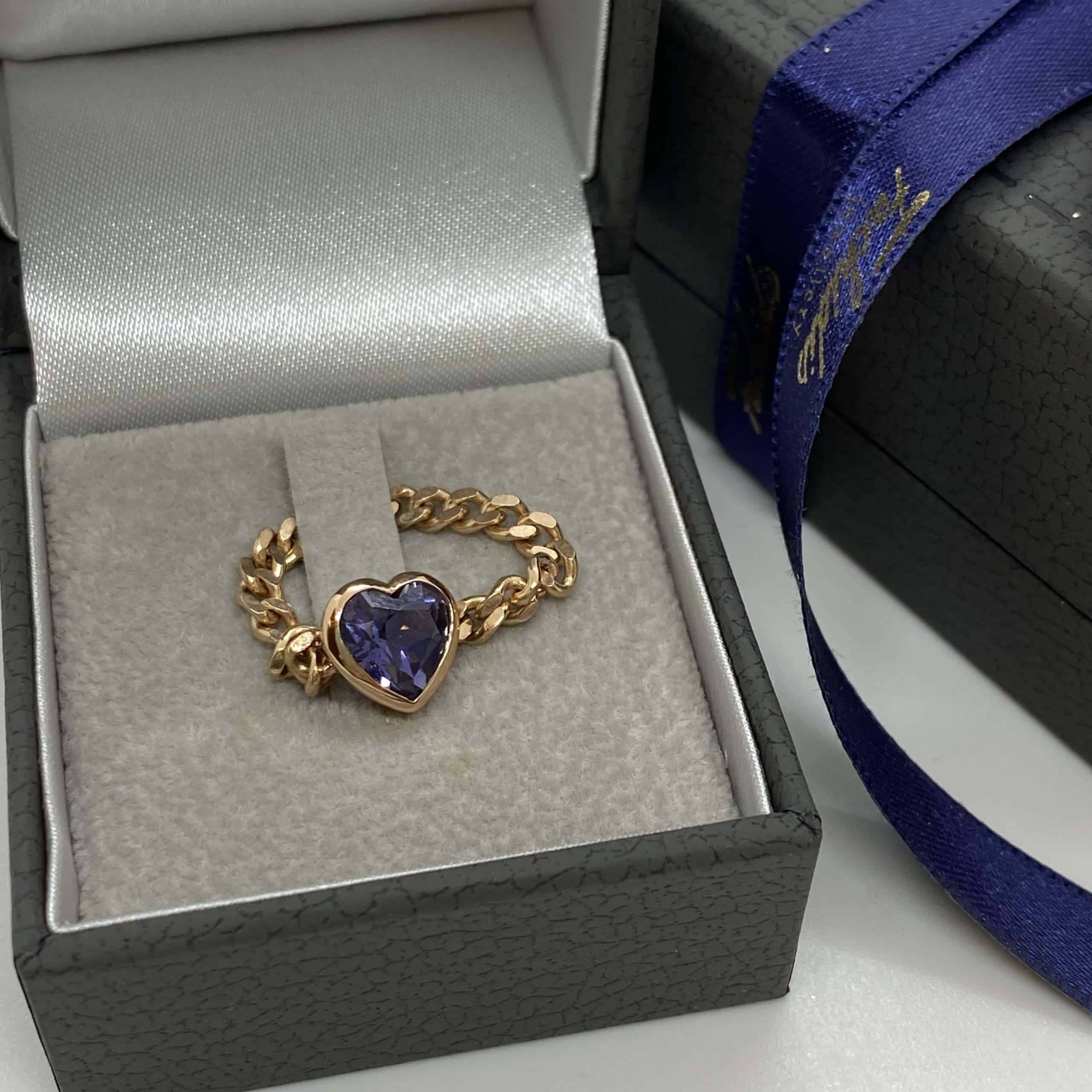 80’s style heart shaped iolite chain ring — Melina Fachidis (4)