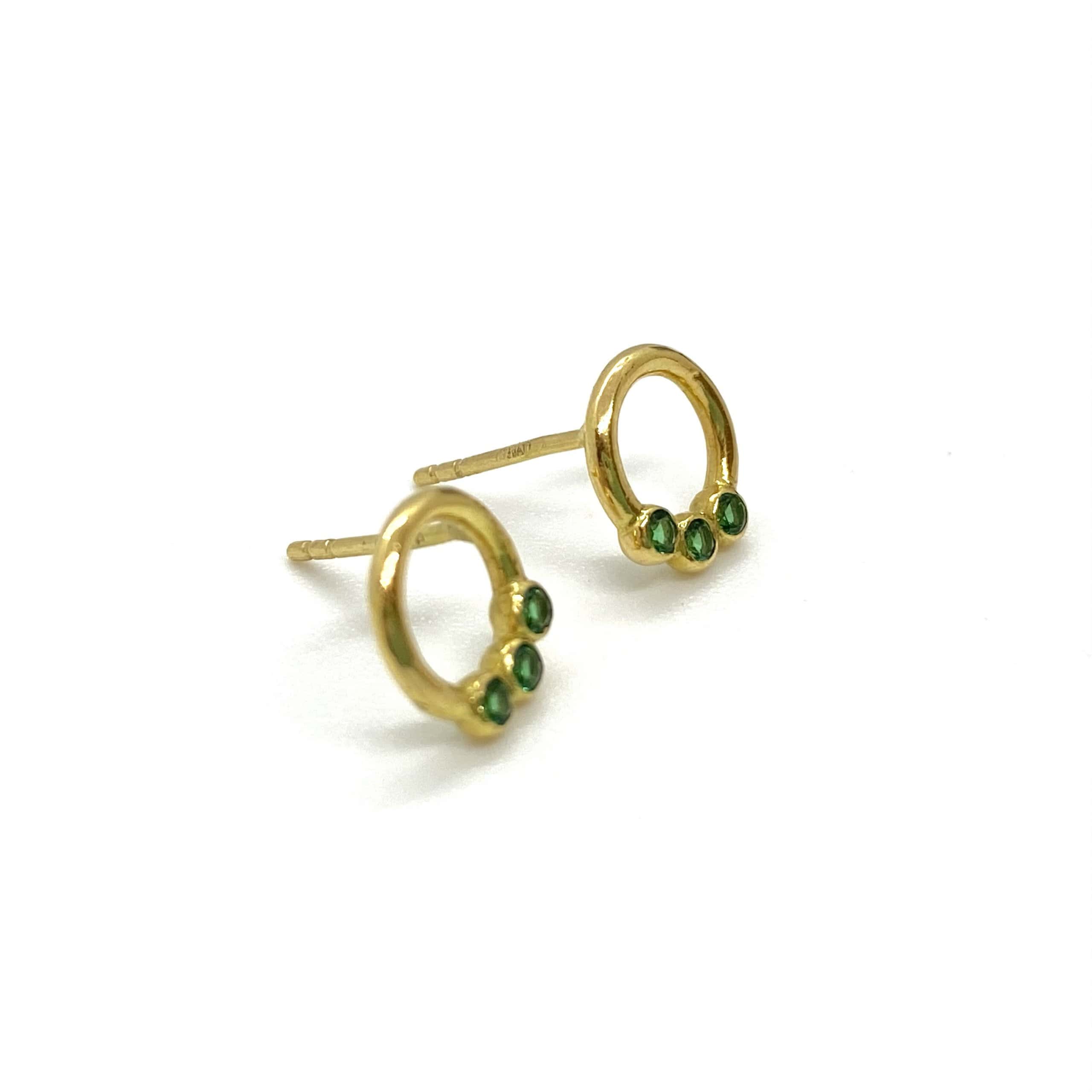 Green topaz circular stud earrings — Melina Fachidis (2)