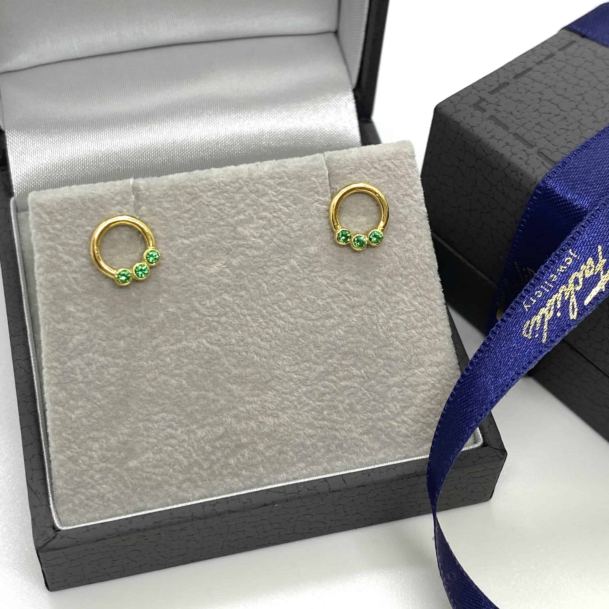 Green topaz circular stud earrings — Melina Fachidis (3)