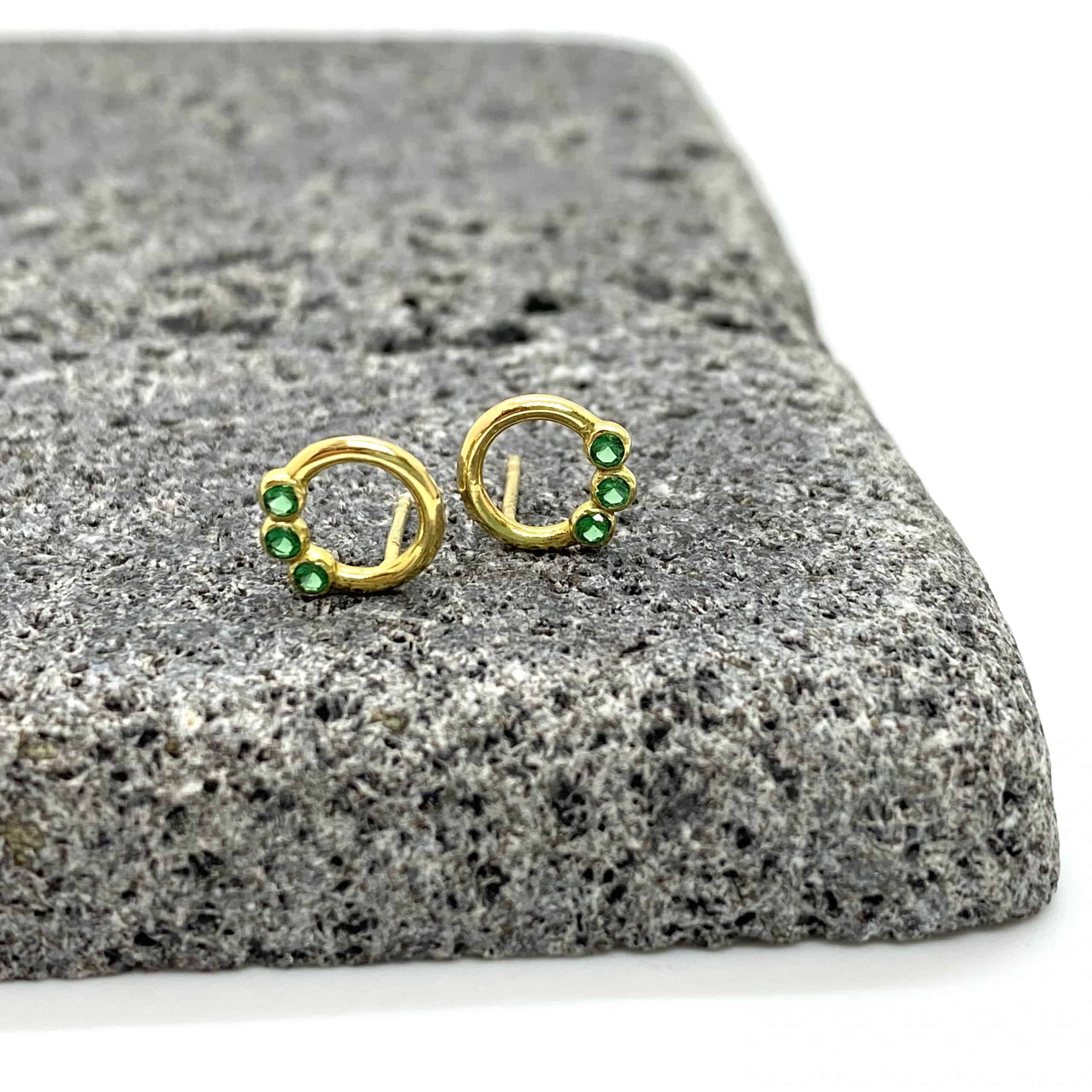 Green topaz circular stud earrings — Melina Fachidis (4)