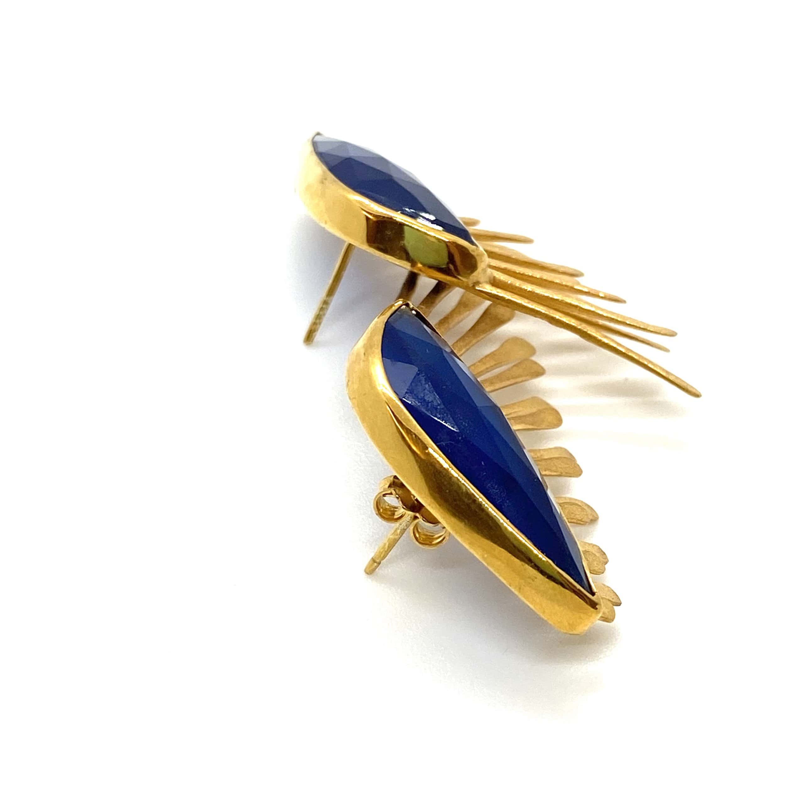 Blue calcedony quartz ray earrings — Melina Fachidis (2)
