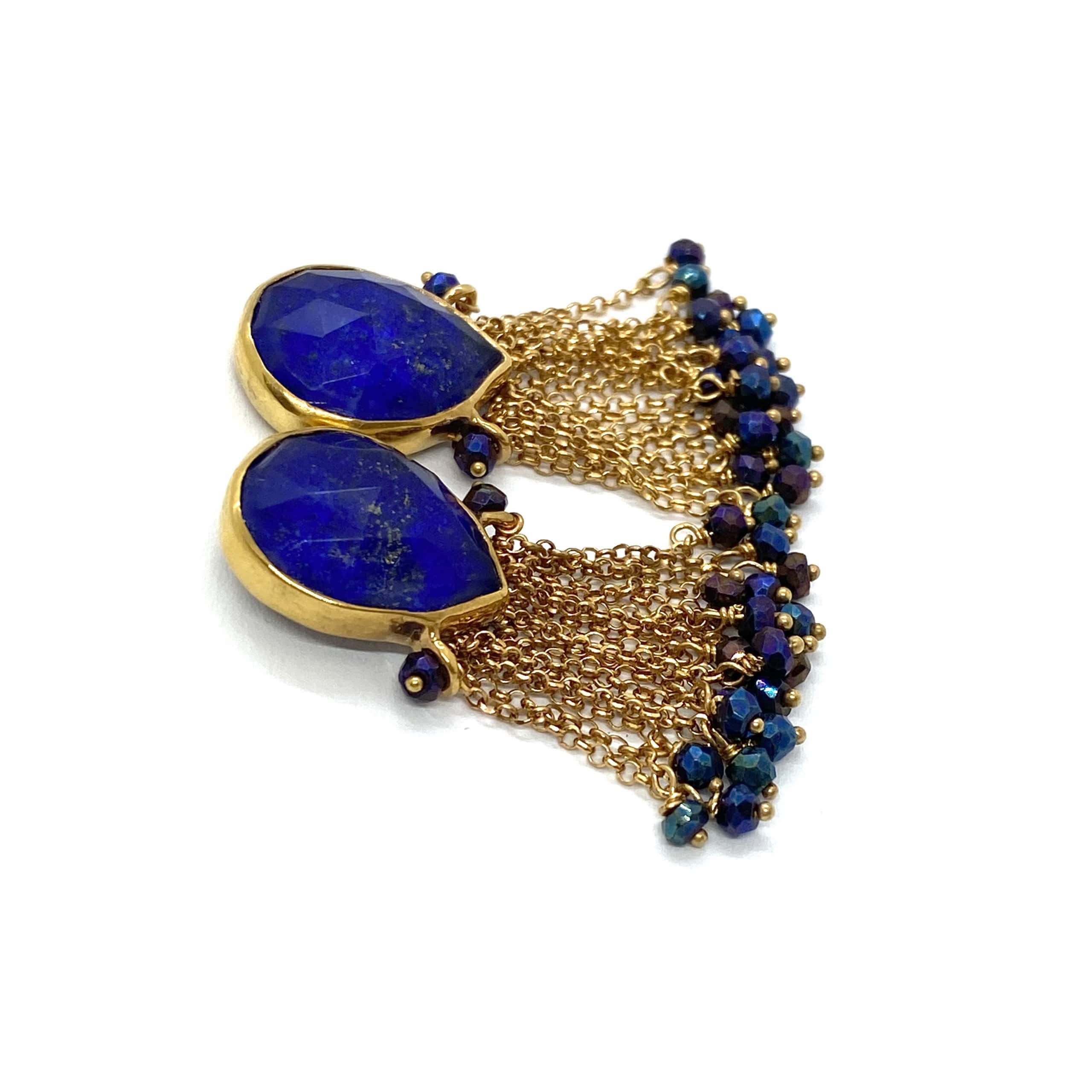 Lapis lazuli long earrings with blue spinel — Melina Fachidis (2)