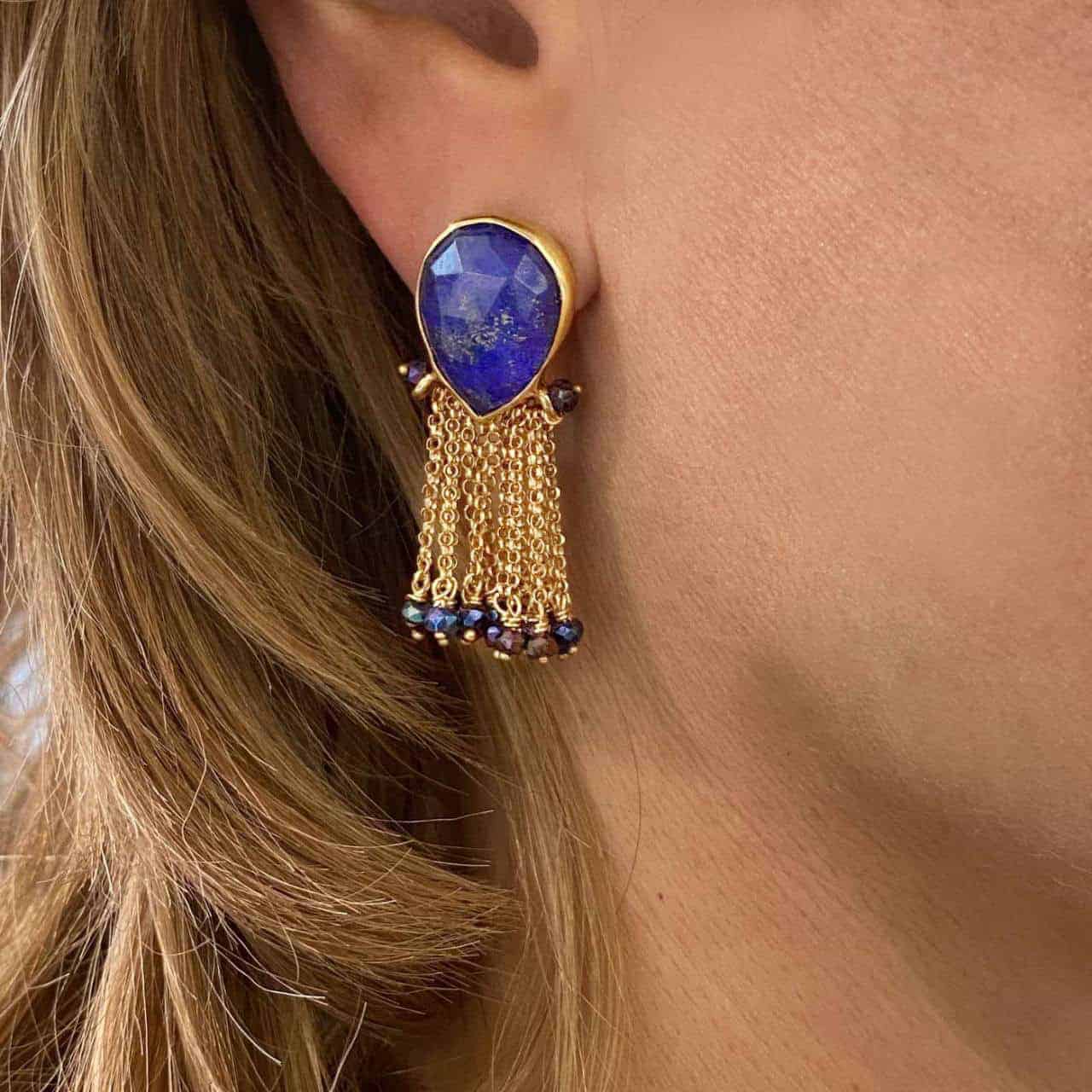 Lapis lazuli long earrings with blue spinel — Melina Fachidis (4)