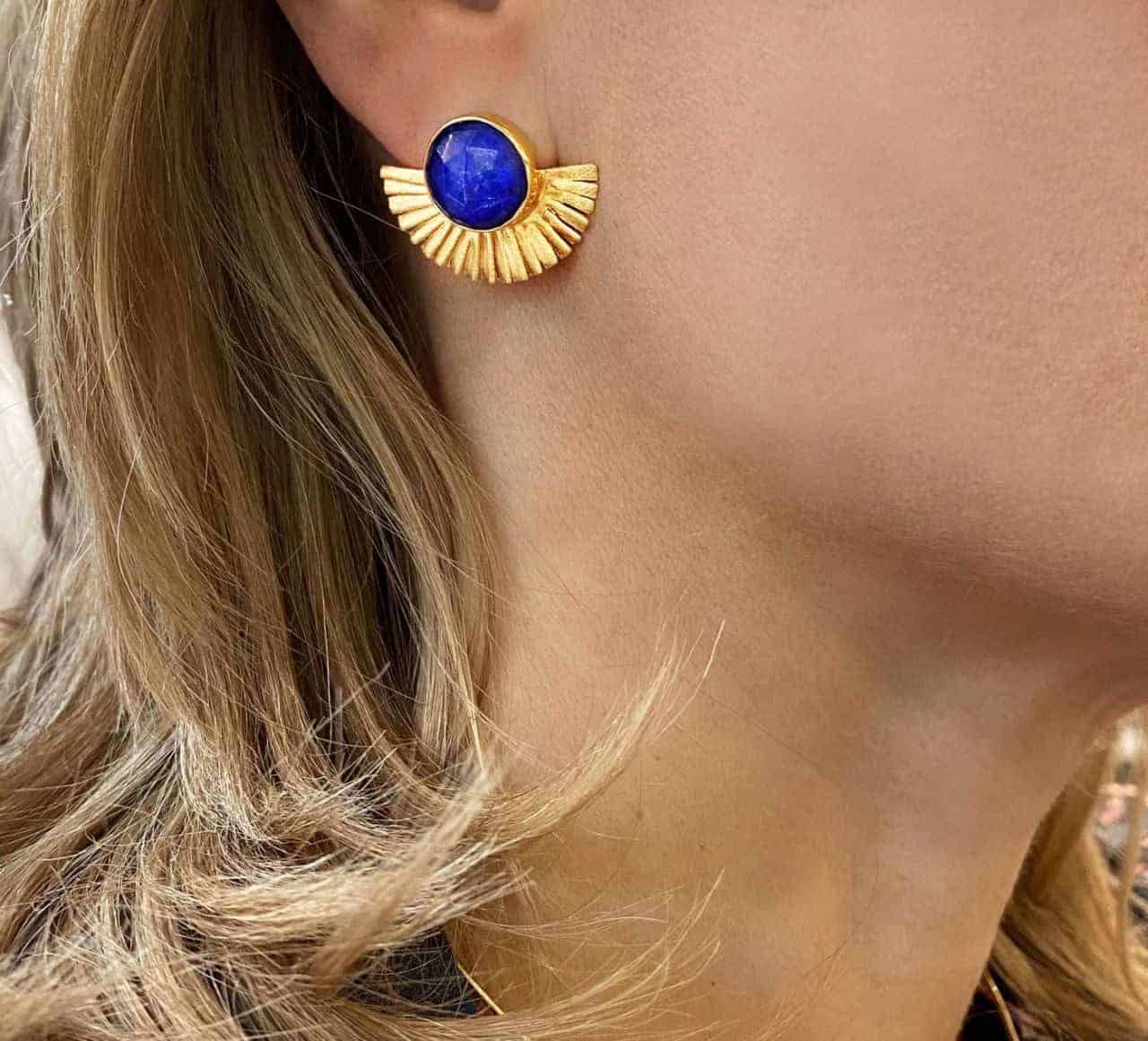 Round lapis lazuli-quartz earrings — Melina Fachidis (3)