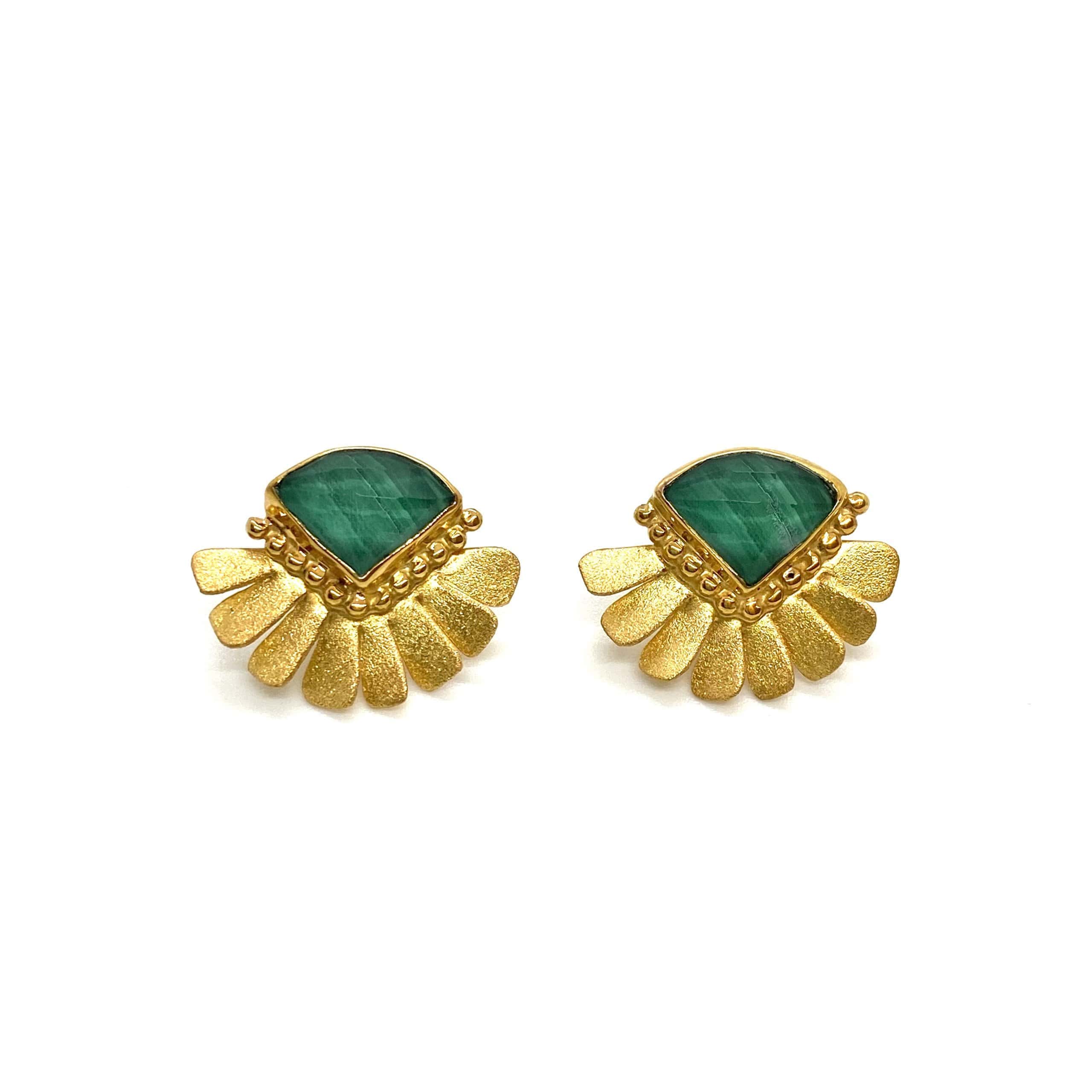 Triangular malachite earrings — Melina Fachidis