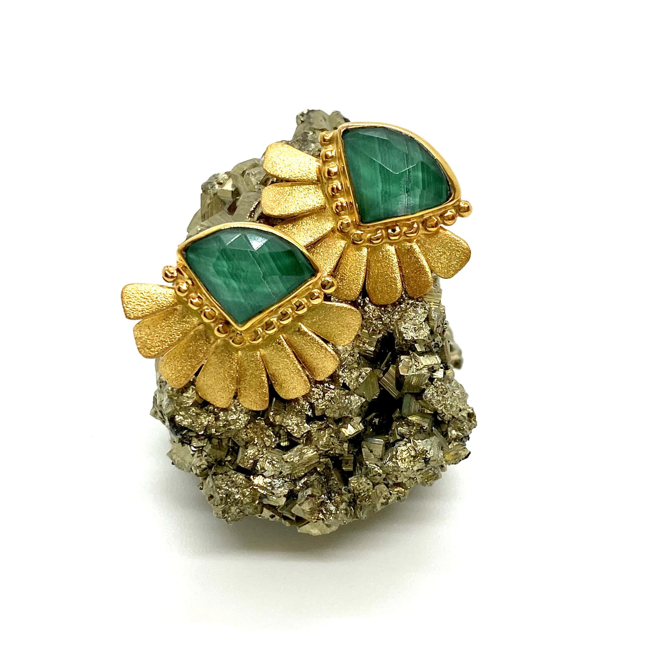 Triangular malachite earrings — Melina Fachidis (3)