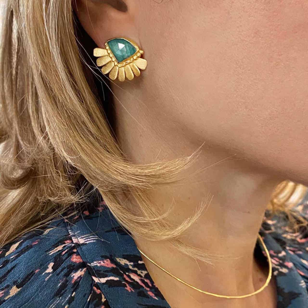 Triangular malachite earrings — Melina Fachidis (4)