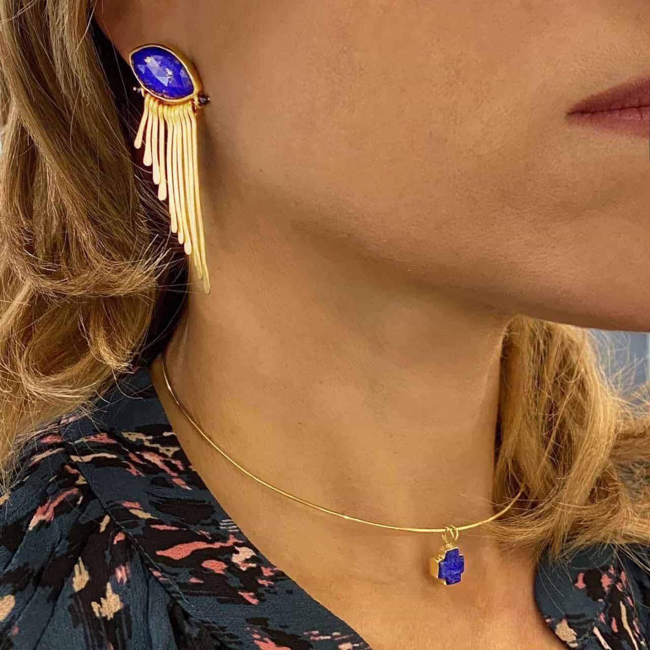 Lapis lazuli long earrings — Melina Fachidis (4)