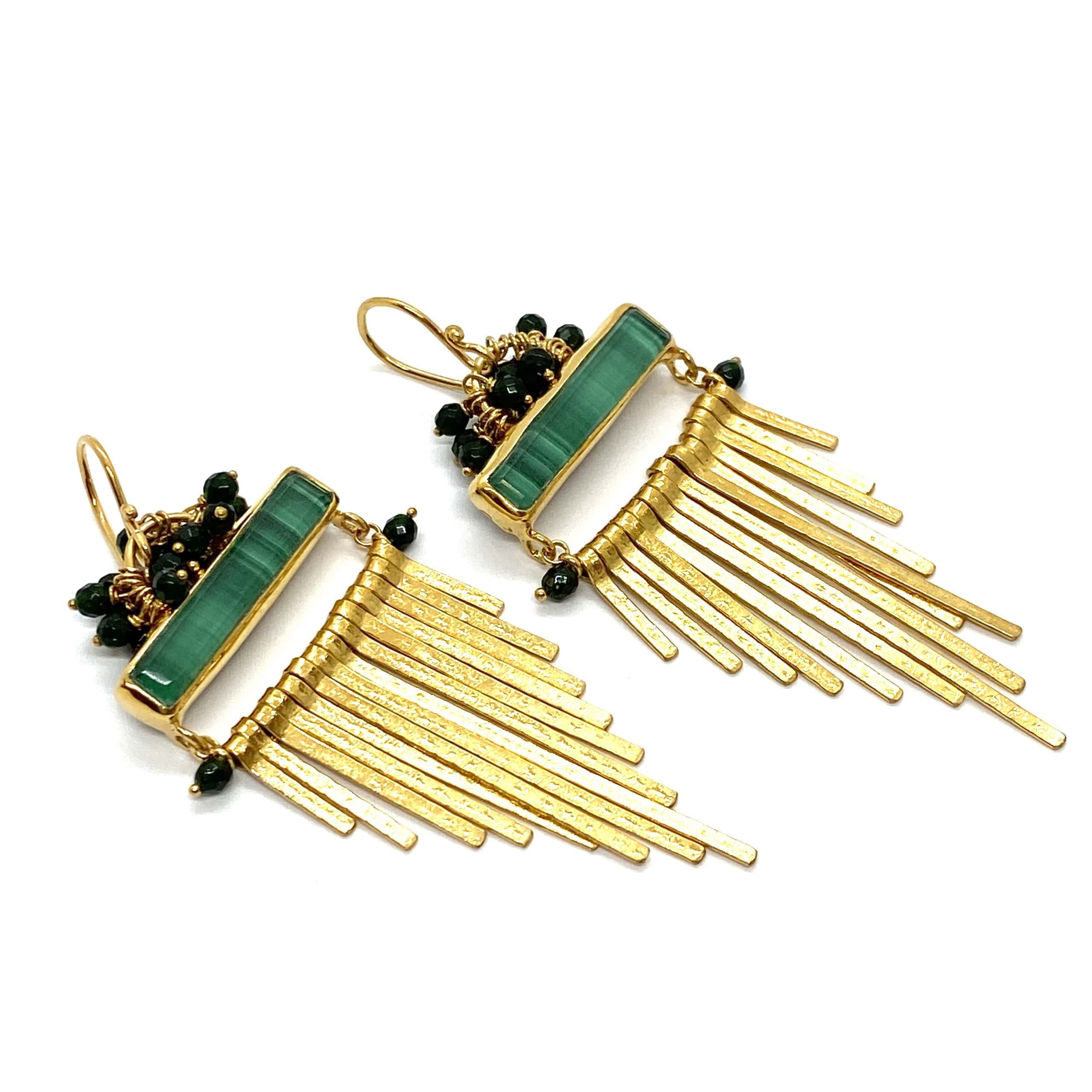 Malachite and sandstone long earrings — Melina Fachidis (2)