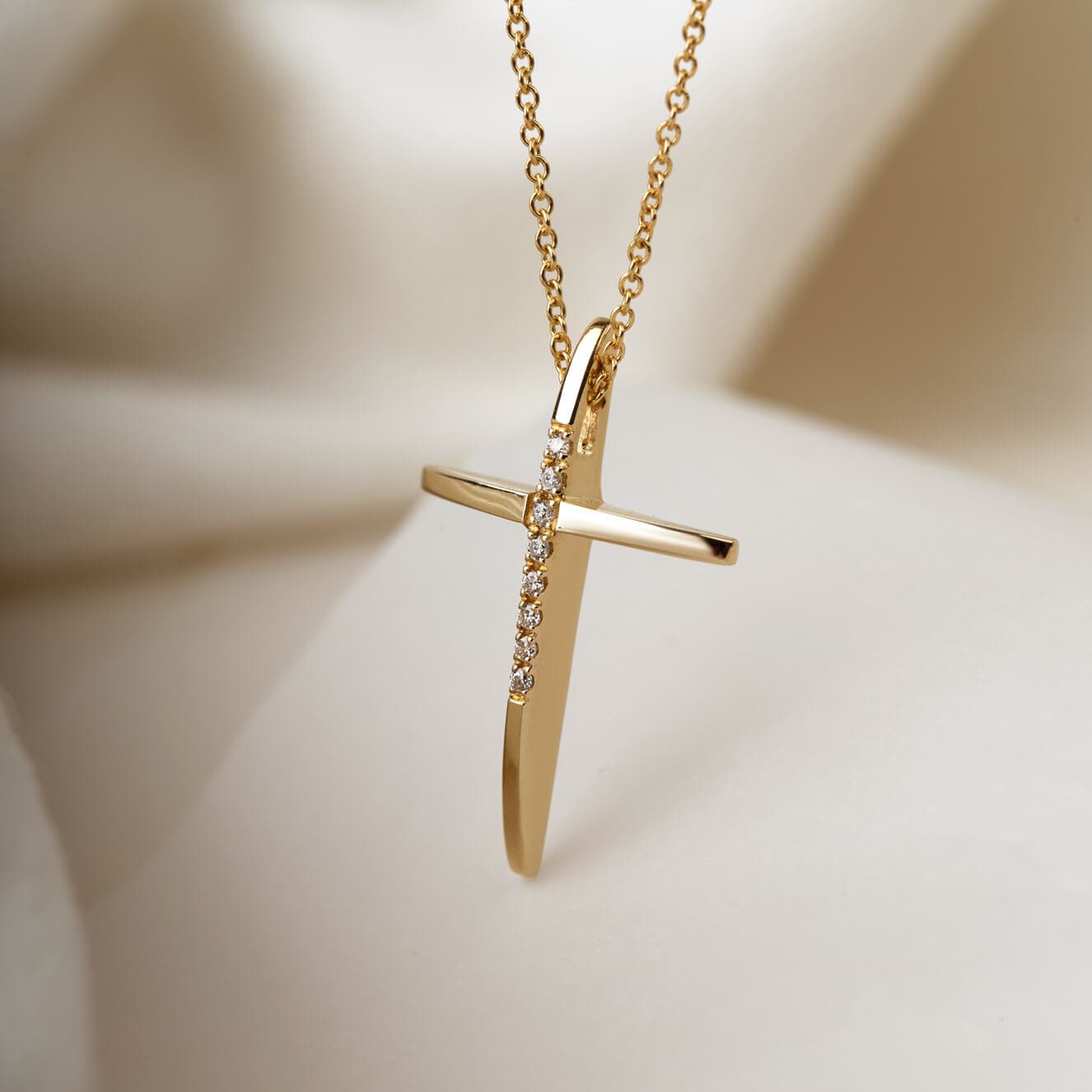 White diamond cross necklace — Melina Fachidis (2)