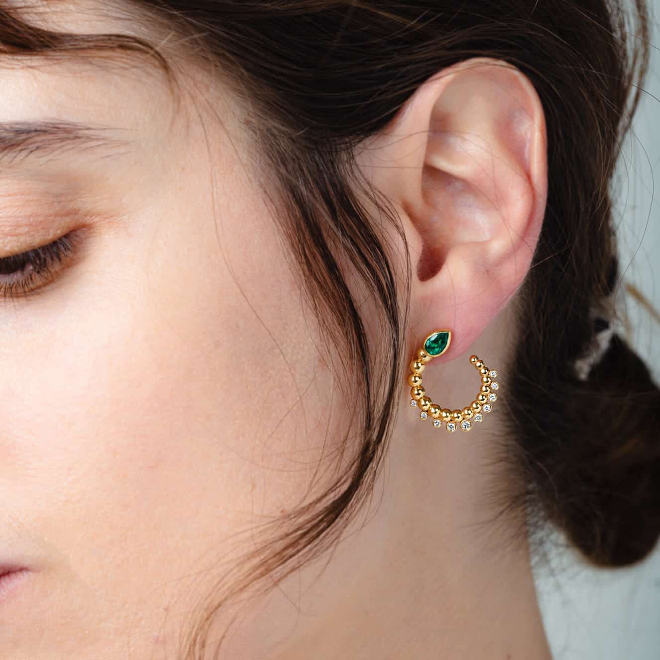 Brown diamonds & natural ruby drops pair of earrings — Melina Fachidis (8)
