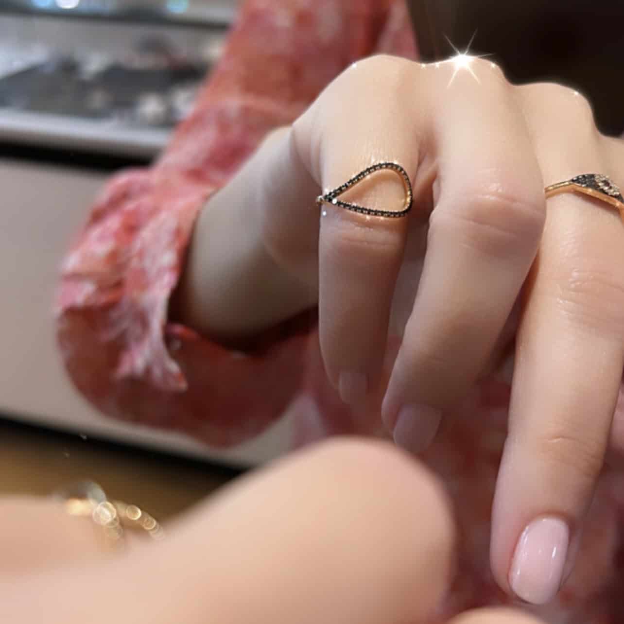 Black diamond drop-shaped pinky ring — Melina Fachidis (3)