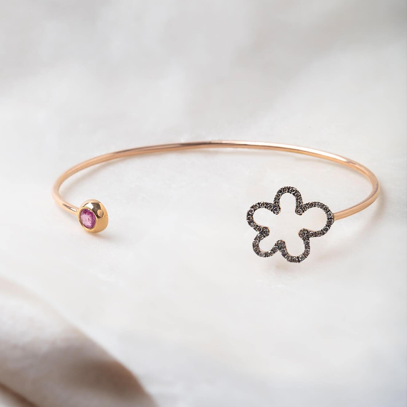 Tattoo diamond open cuff bracelet — Melina Fachidis (3)