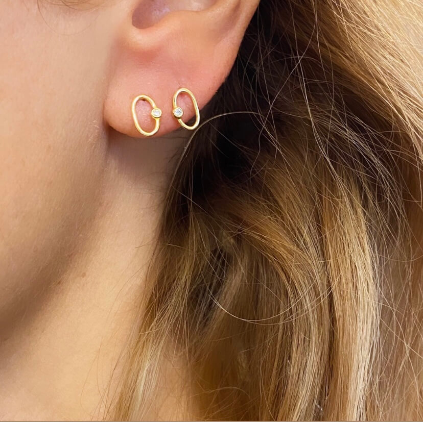 Oval diamond stud earrings — Melina Fachidis (3)