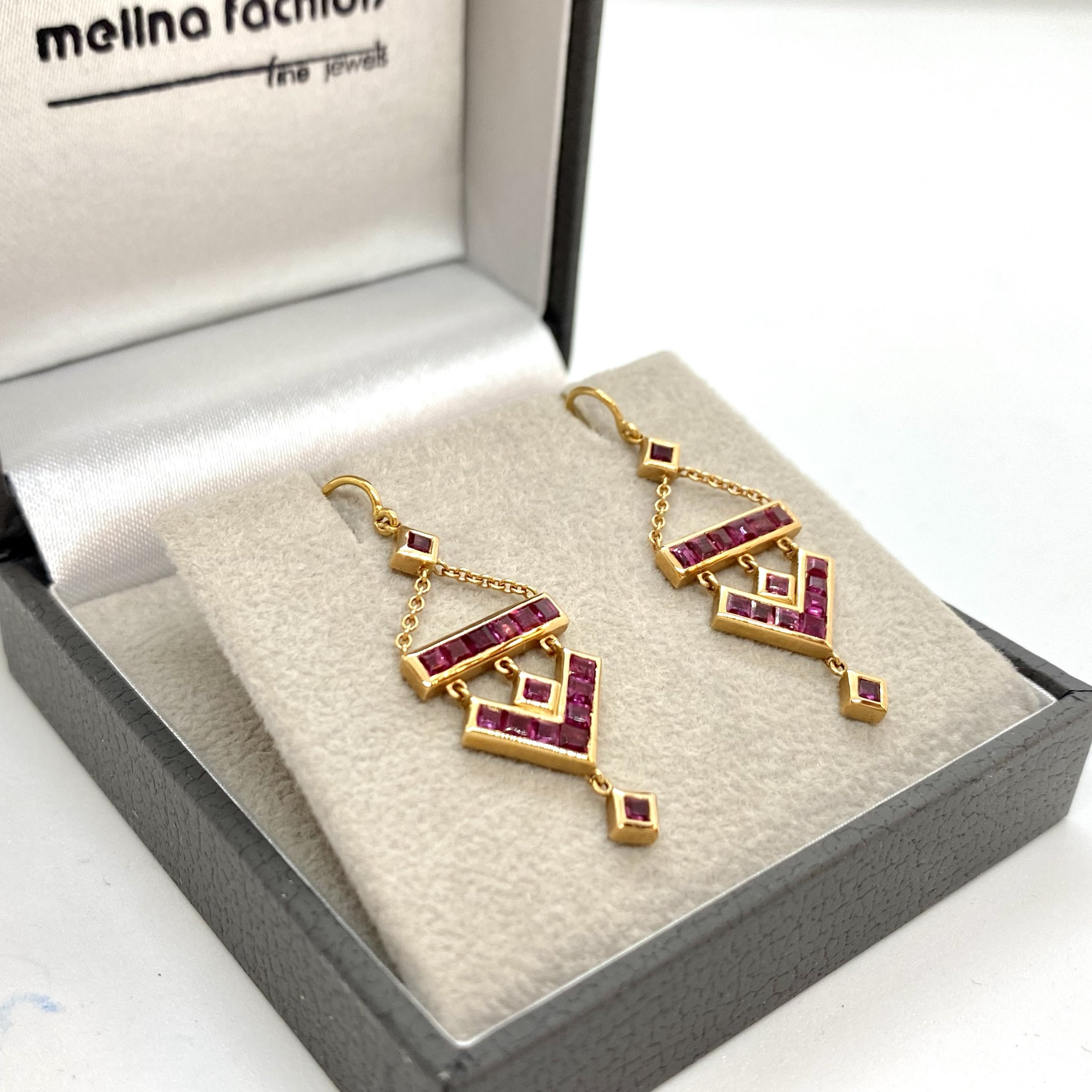V-shaped ruby long earrings — Melina Fachidis (2)