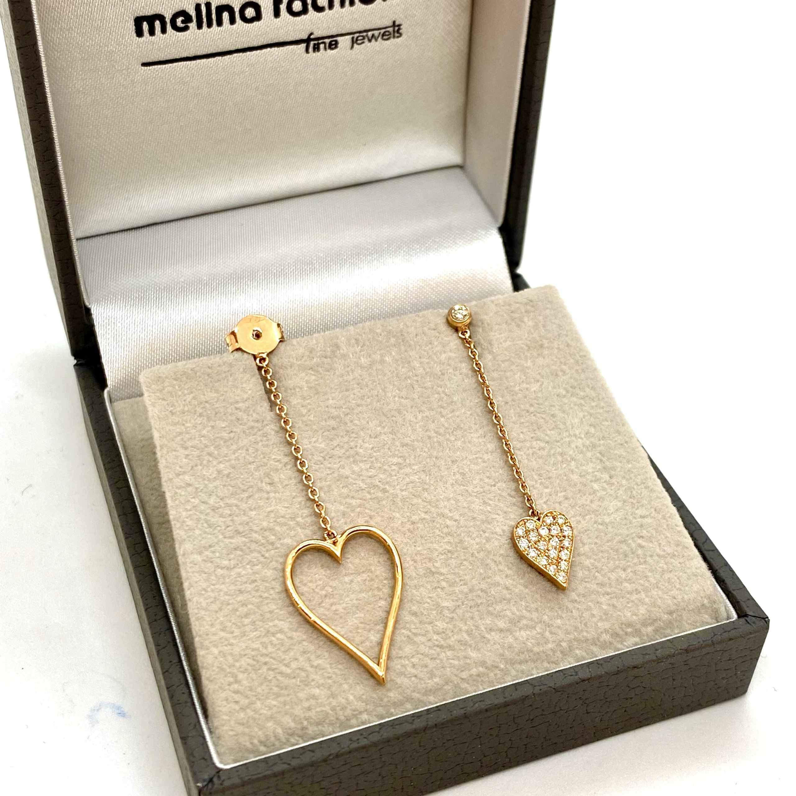 Long double heart chain earring — Melina Fachidis (2)