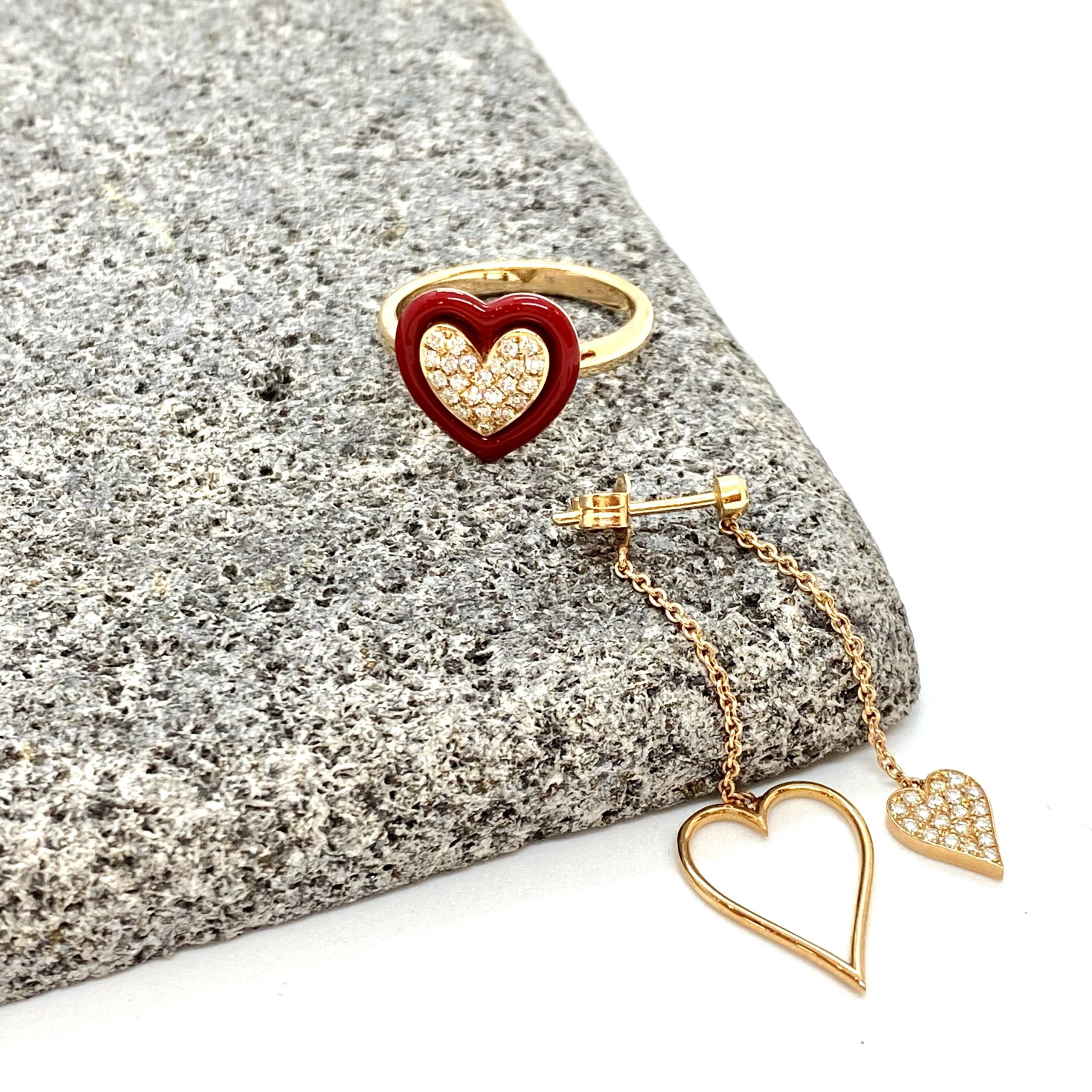 Long double heart chain earring — Melina Fachidis (4)
