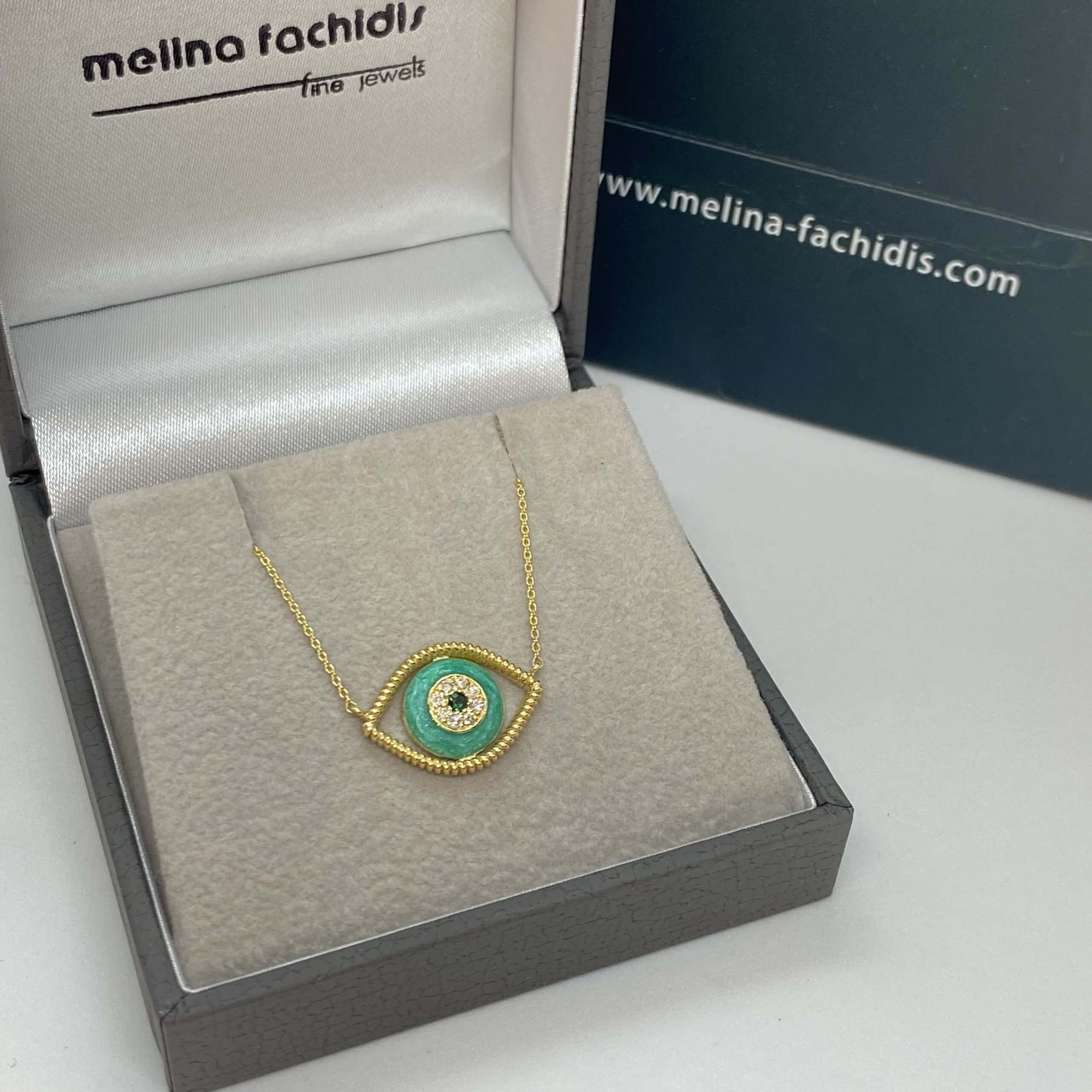 Turquoise enameled eye necklace — Melina Fachidis (5)