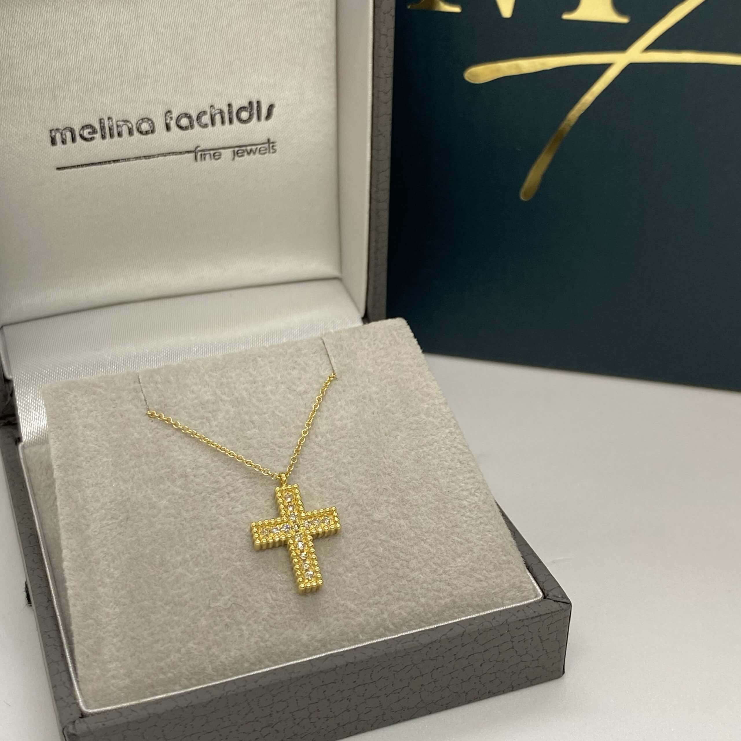 Grained diamond cross pendant — Melina Fachidis (5)