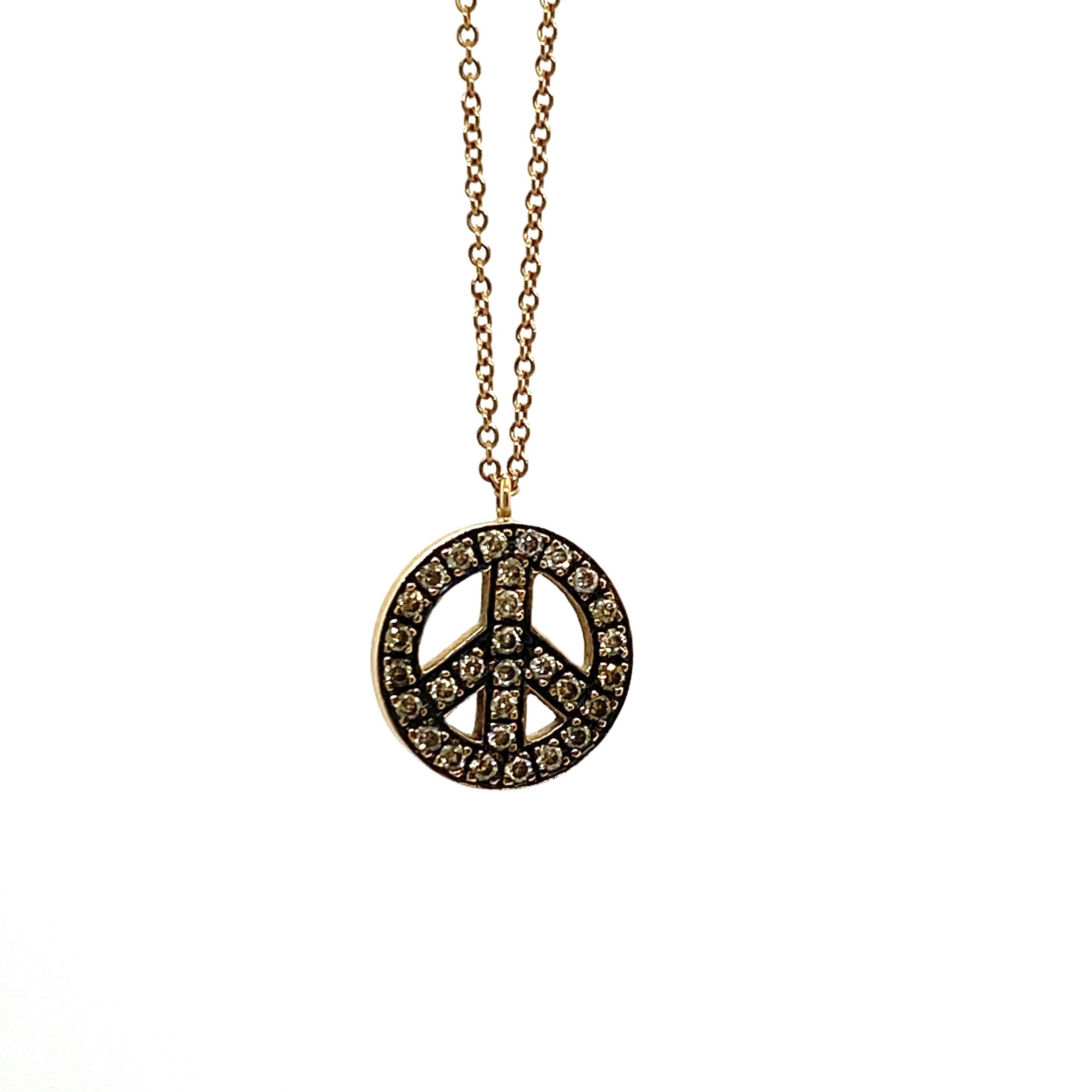 Brown diamonds peace symbol pendant — Melina Fachidis