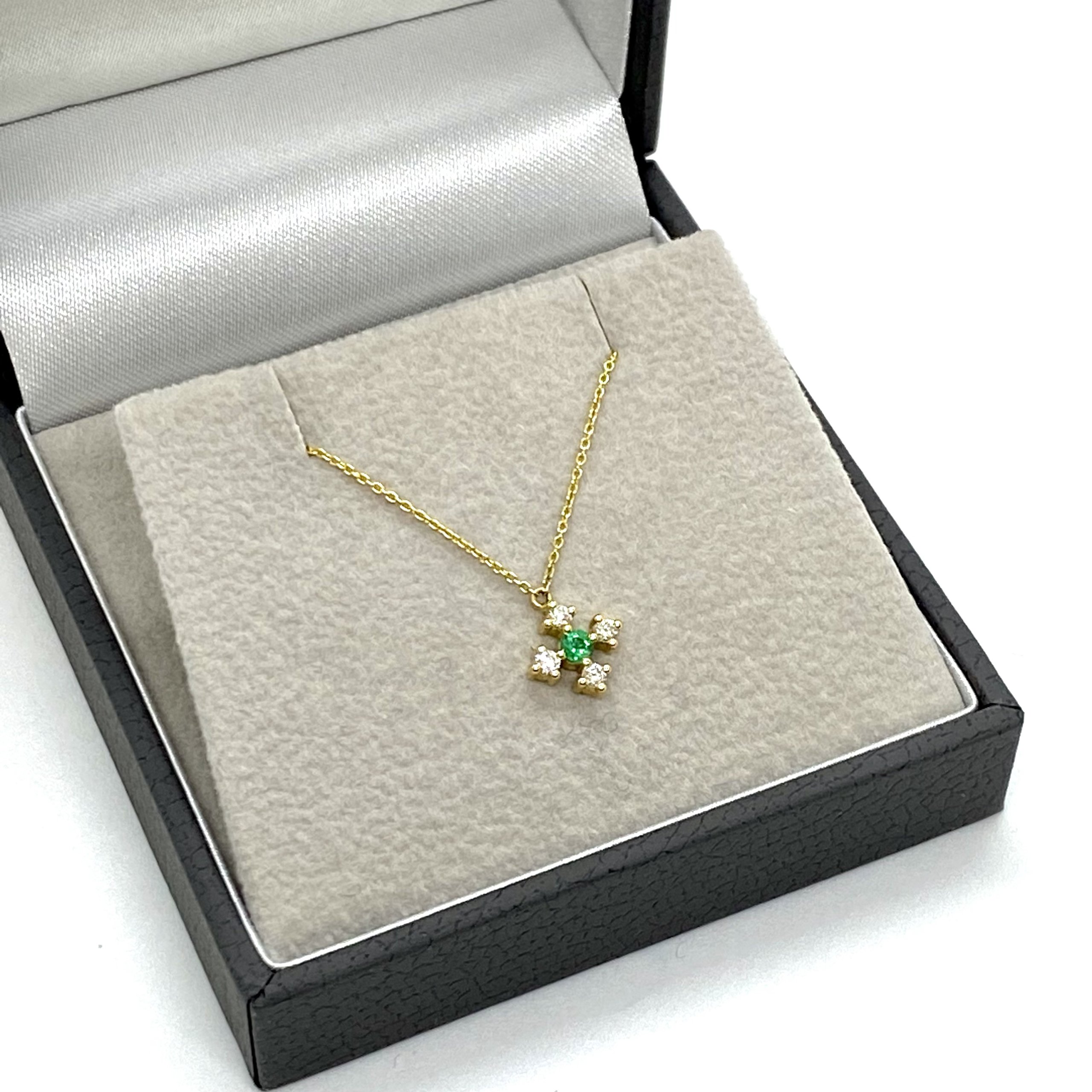 Tiny emerald and diamonds cross — Melina Fachidis (4)