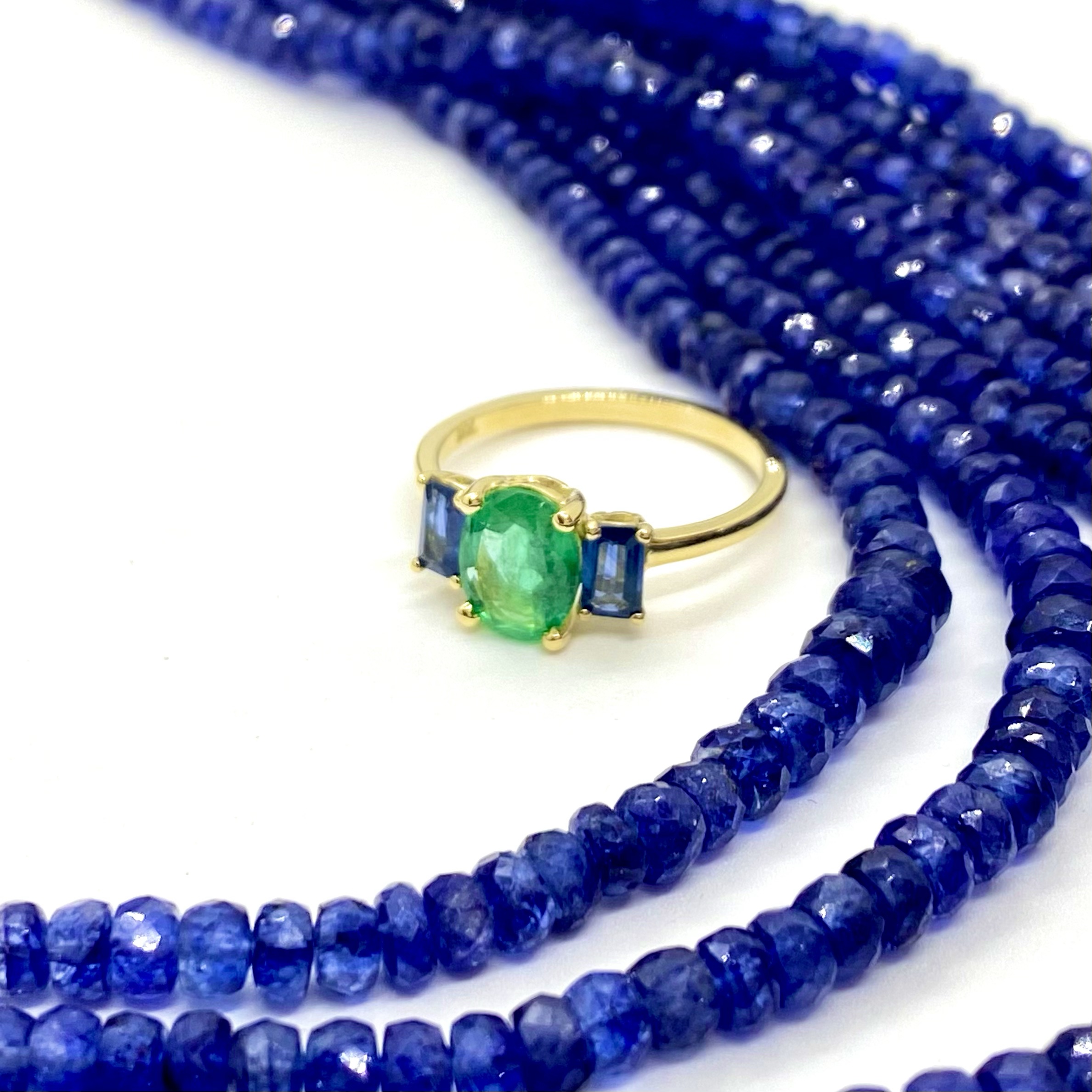 Emerald and sapphires triple ring — Melina Fachidis (4)